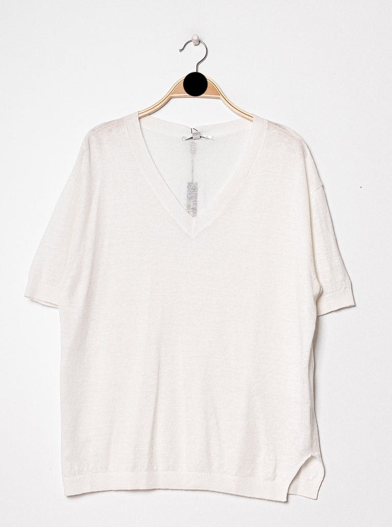 T-shirt V oversize en lin