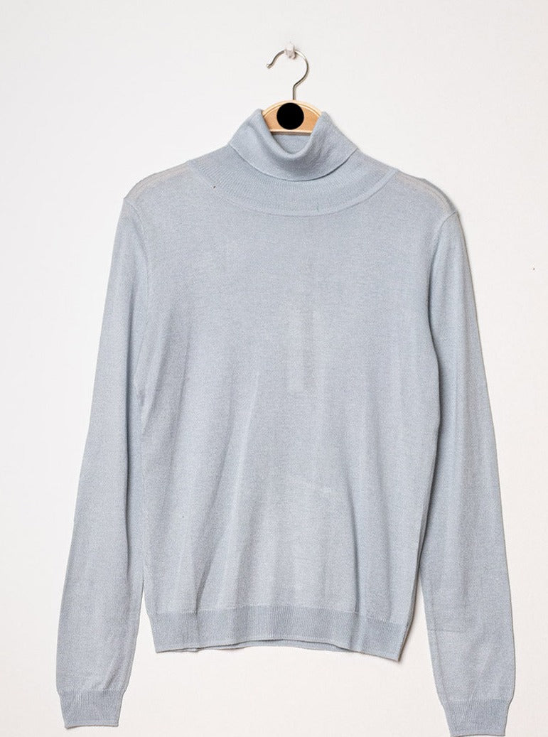 Pull col roulé en soie et cachemire