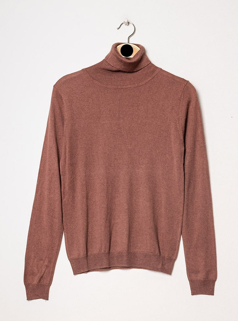 Pull col roulé en soie et cachemire