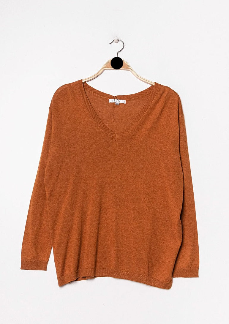 Pull V oversize en soie et cachemire