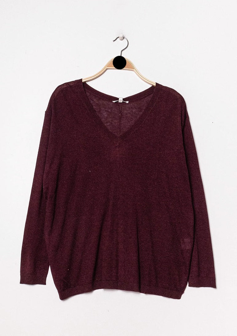 Pull V oversize en soie et cachemire