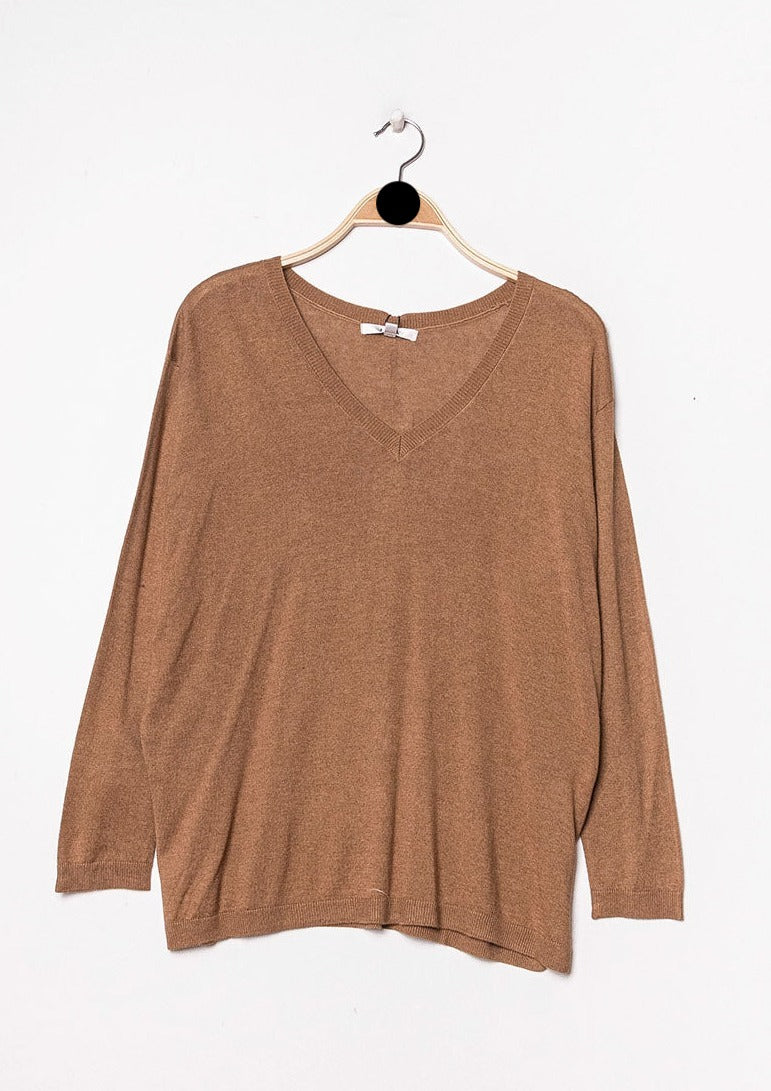Pull V oversize en soie et cachemire