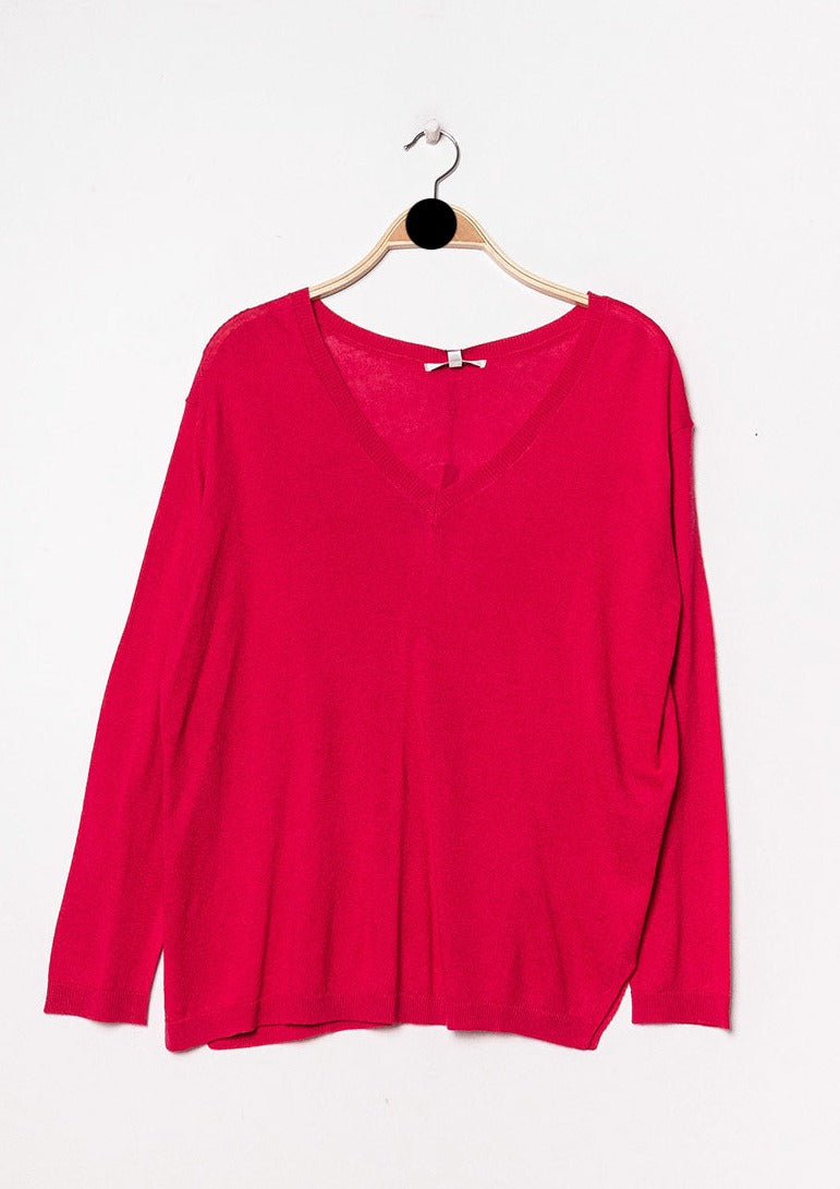 Pull V oversize en soie et cachemire