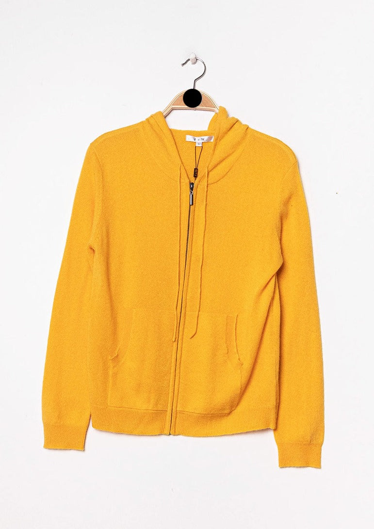 Gilet zippé à capuche en cachemire