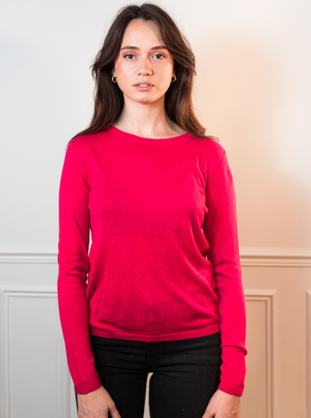 Pull col rond en soie et cachemire