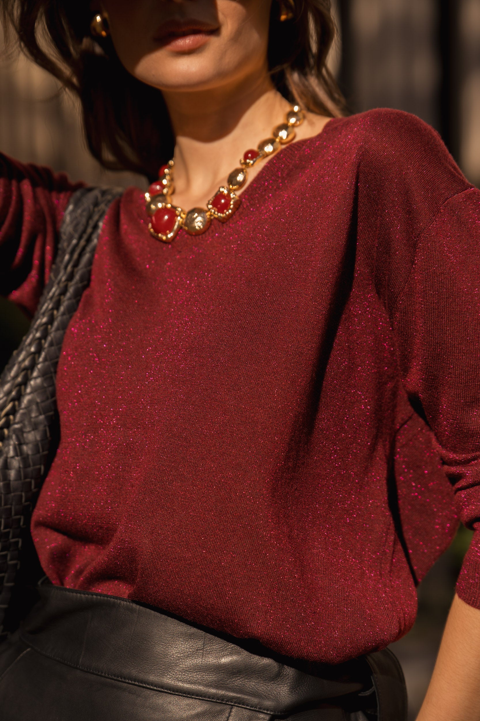 Pull V oversize lurex