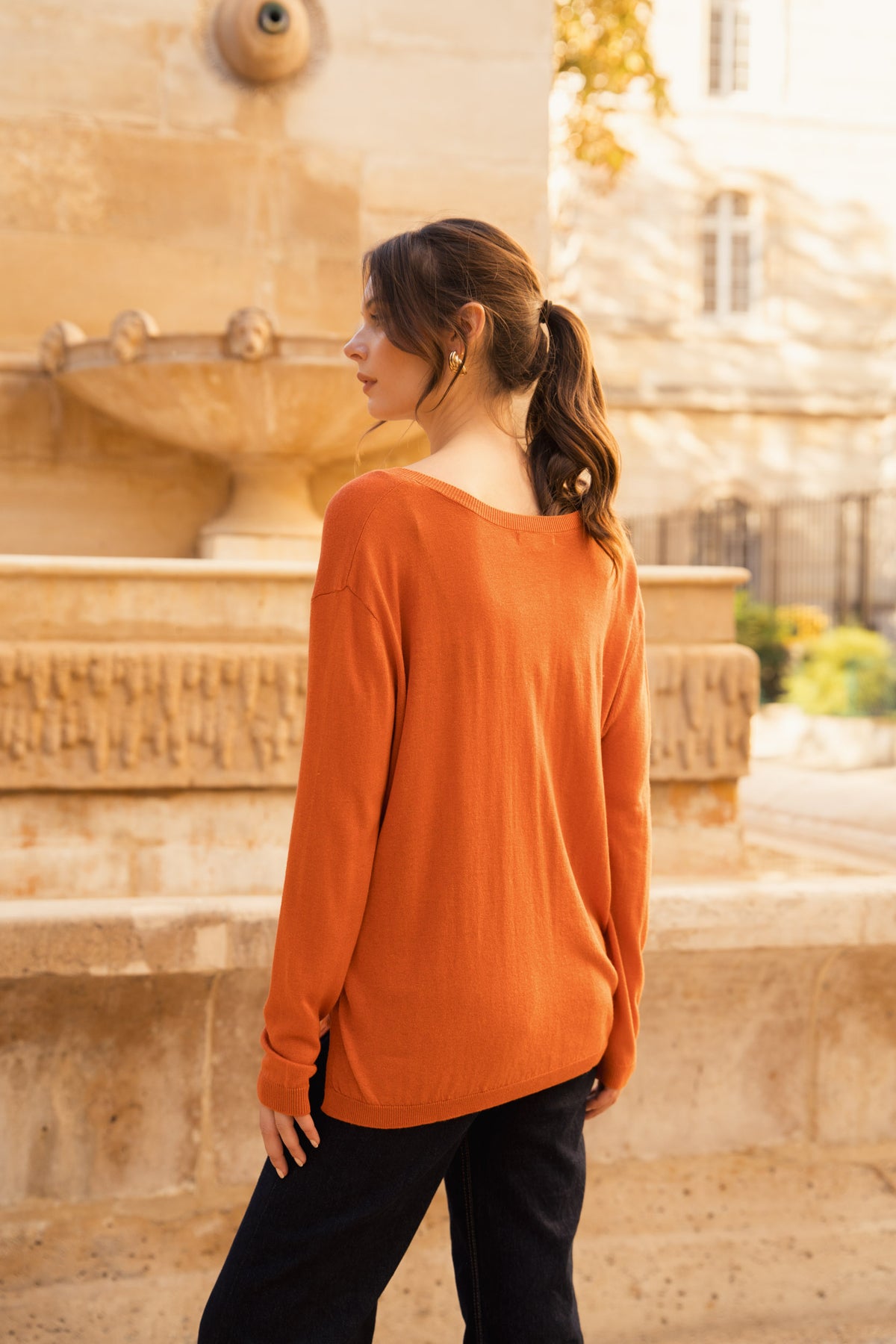 Pull V oversize en soie et cachemire