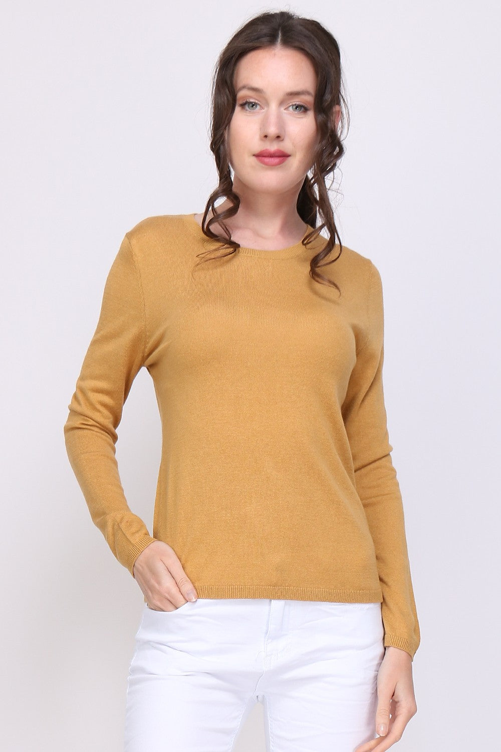 Pull col rond en soie et cachemire