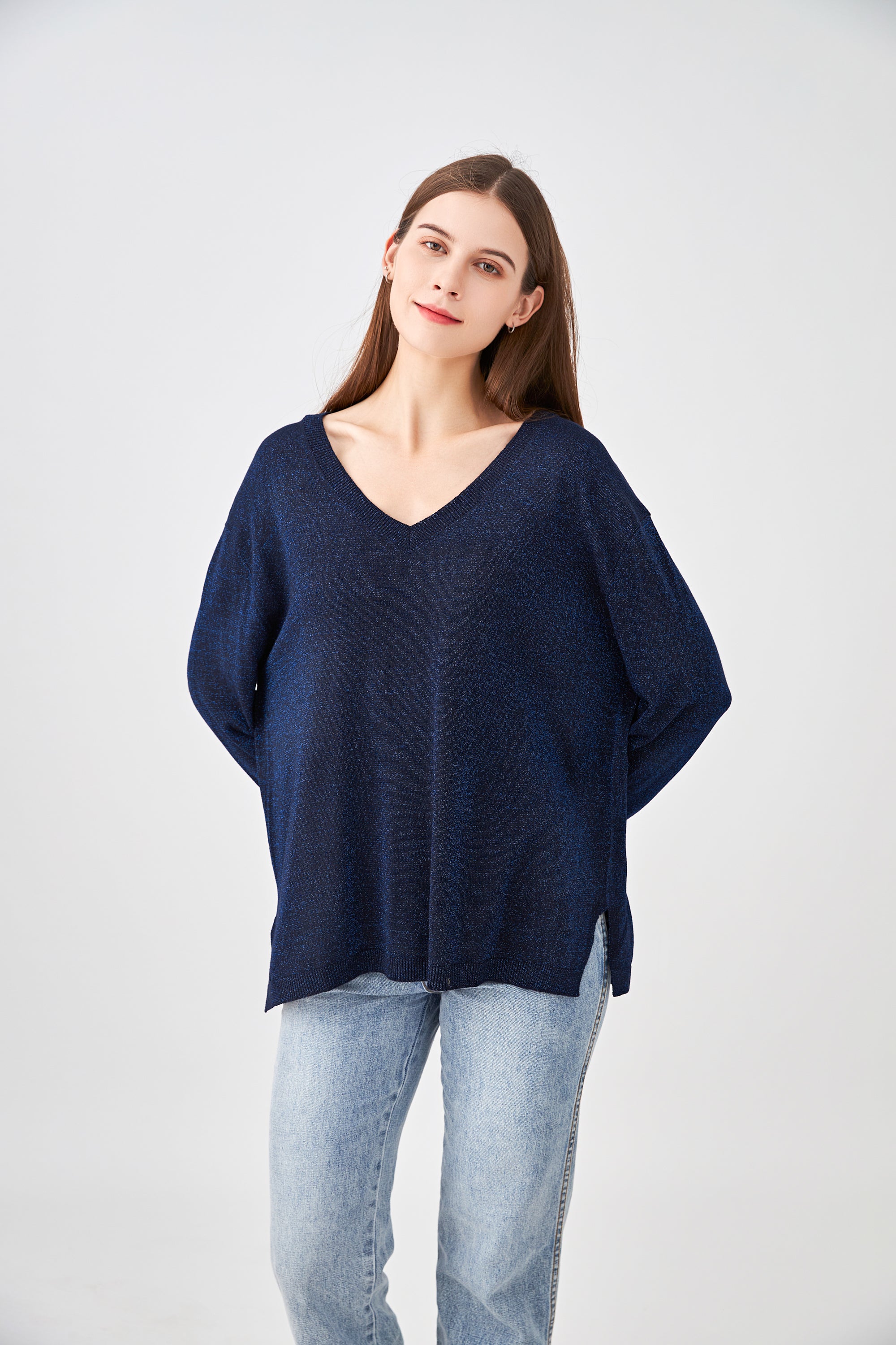 Pull V oversize lurex