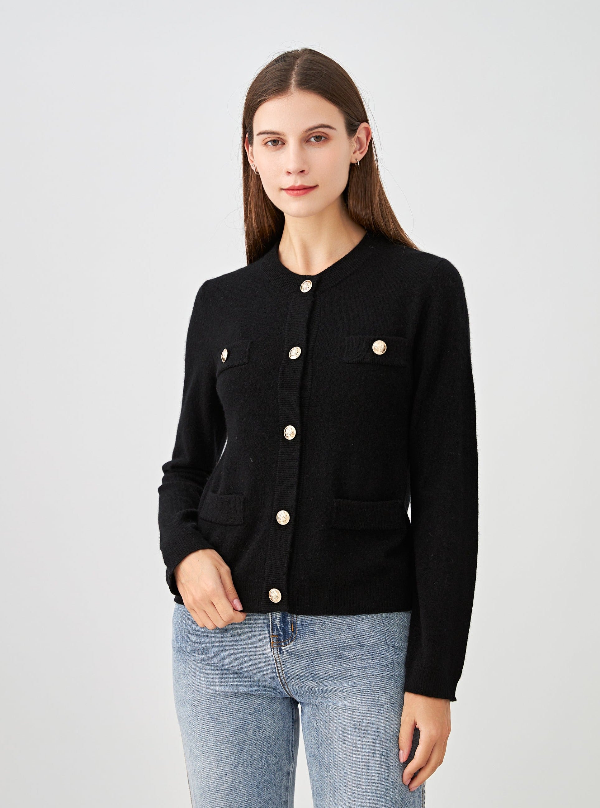 Cardigan boutons dorés en cachemire