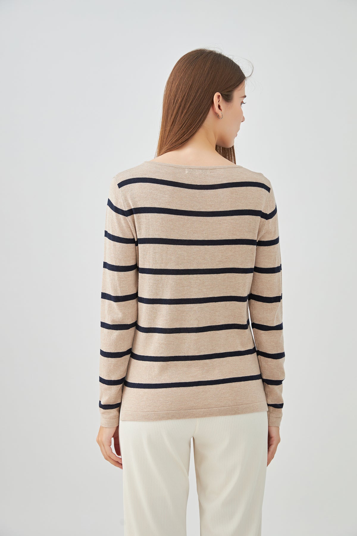 Pull marinière en soie et cachemire