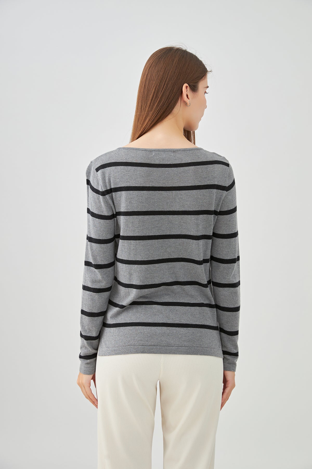 Pull marinière en soie et cachemire