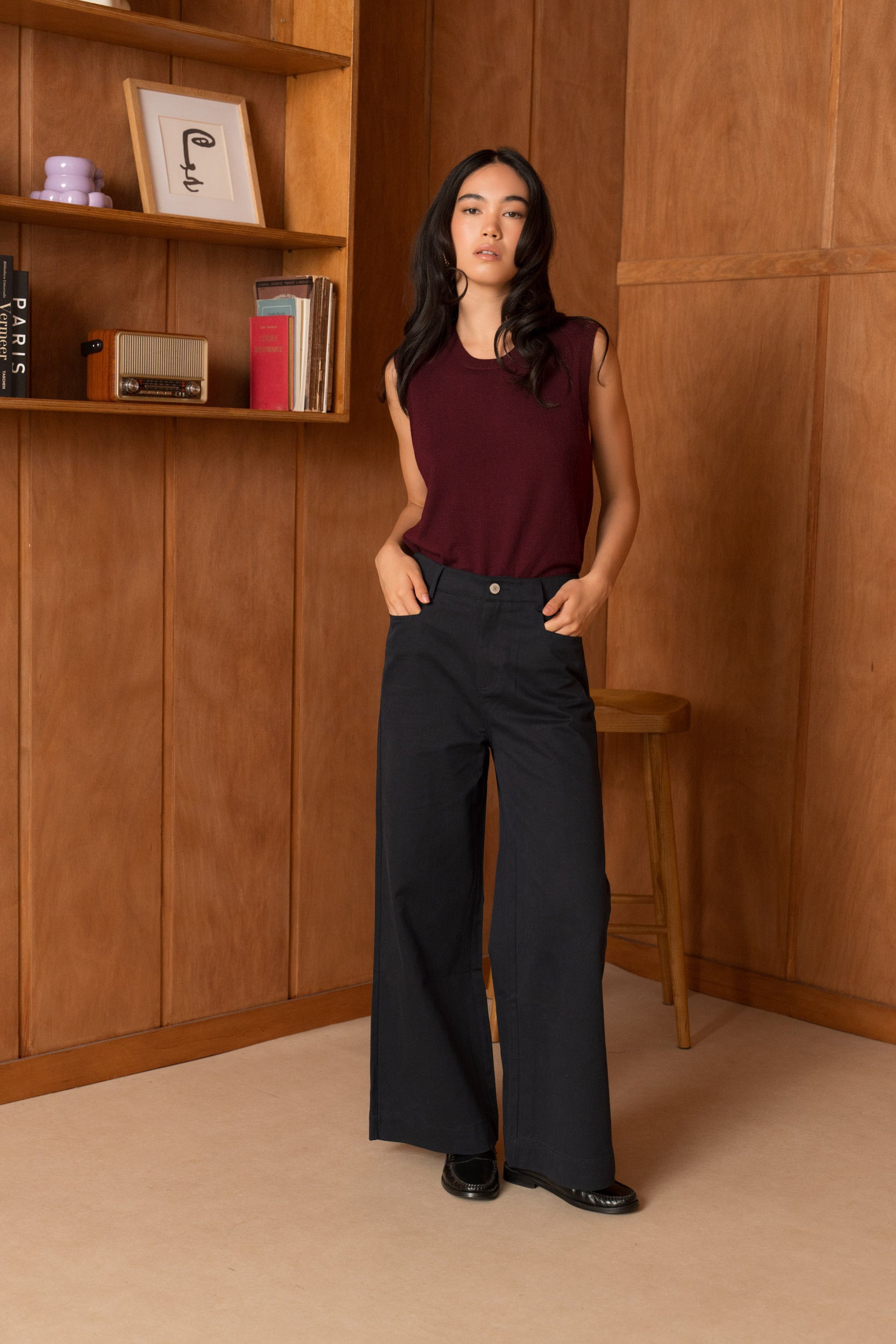 Pantalon large coton & lyocell