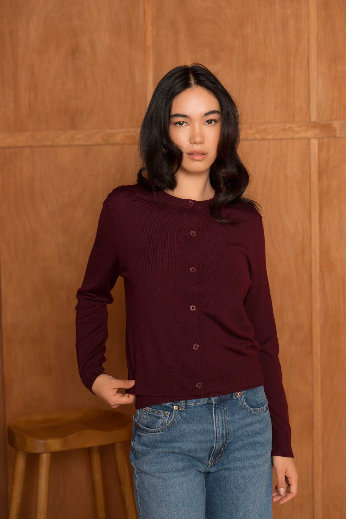 Cardigan 100% laine mérinos manches longues