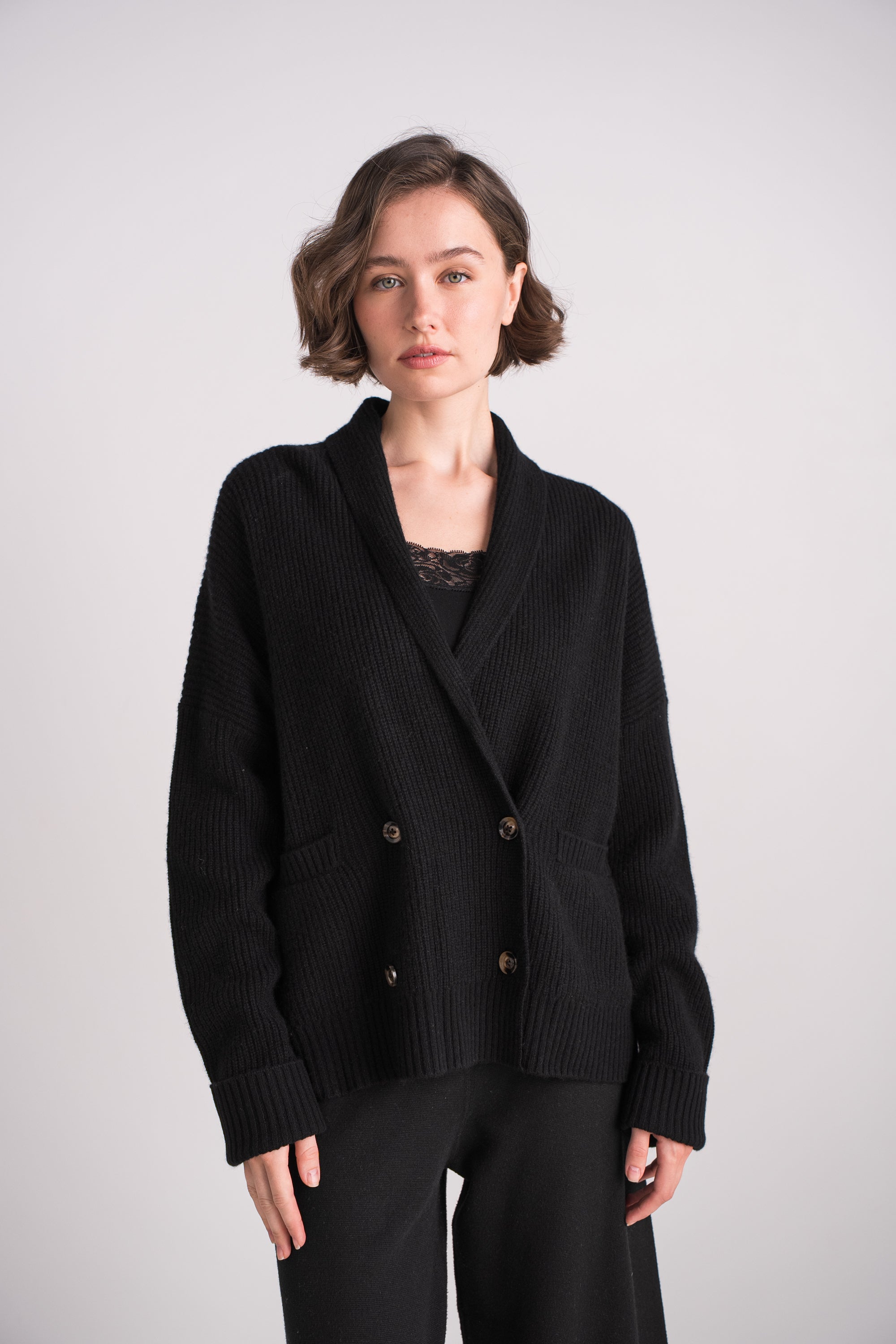 Gilet châle en cachemire 4 fils