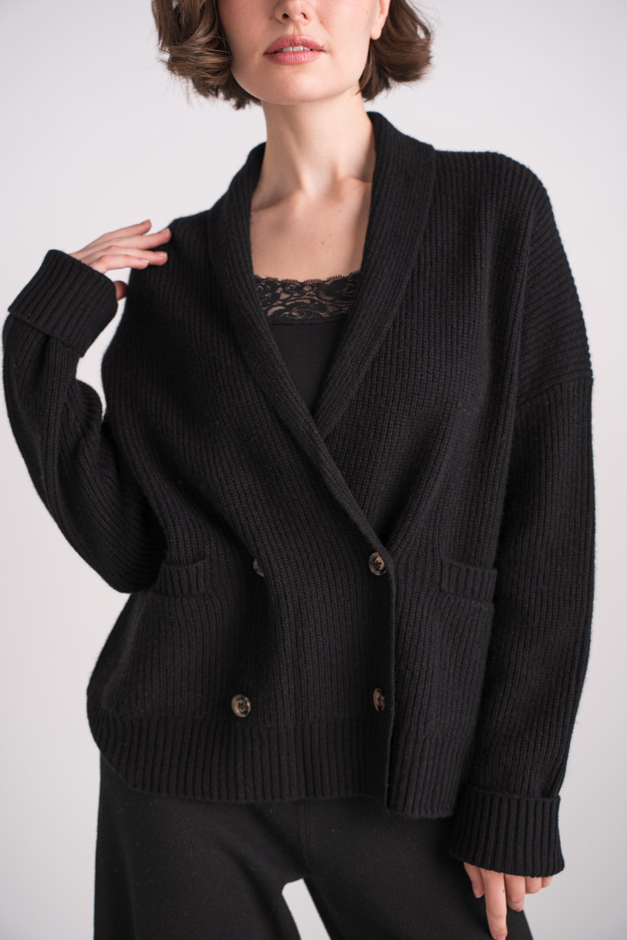 Gilet châle en cachemire 4 fils