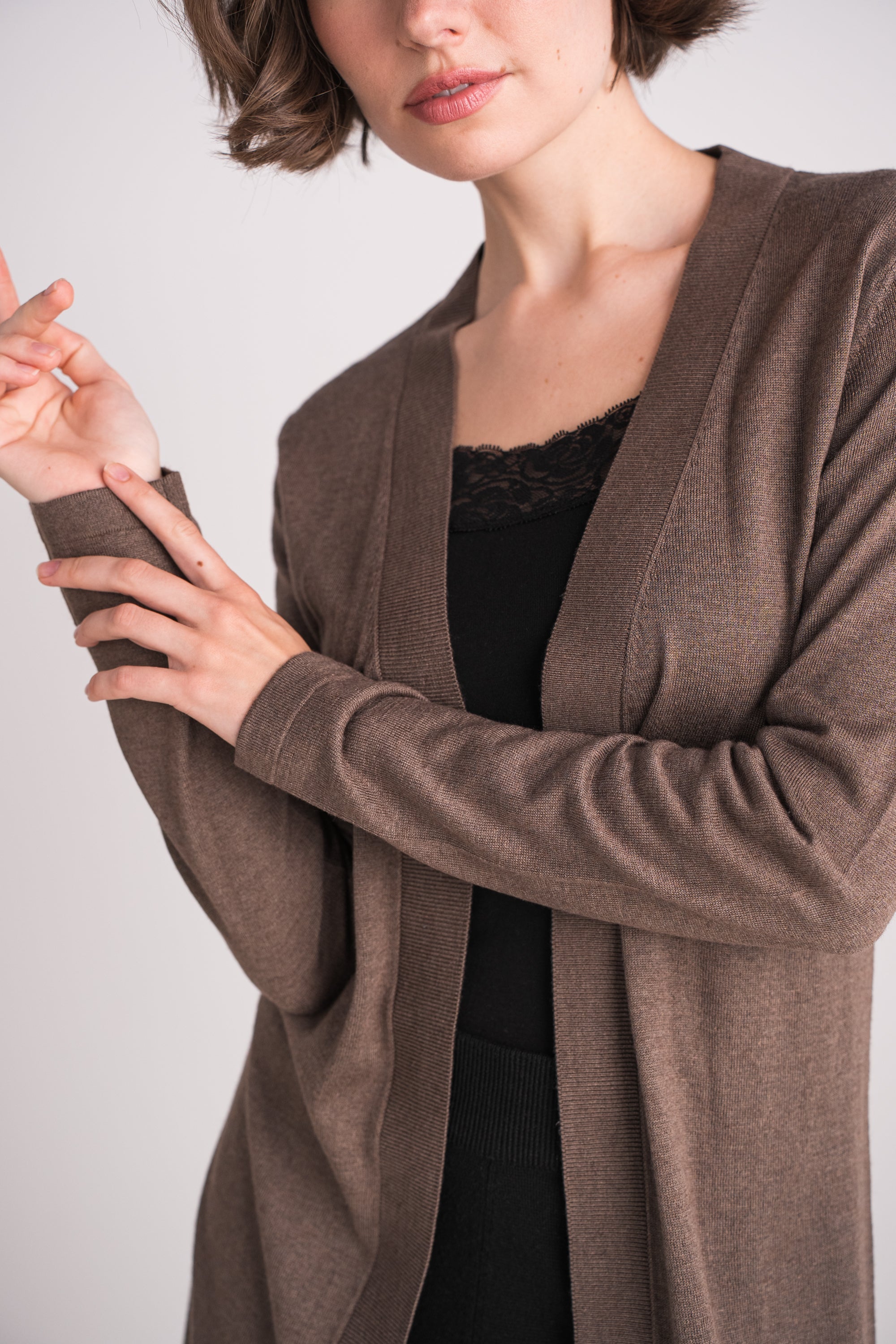 Gilet long en soie cachemire