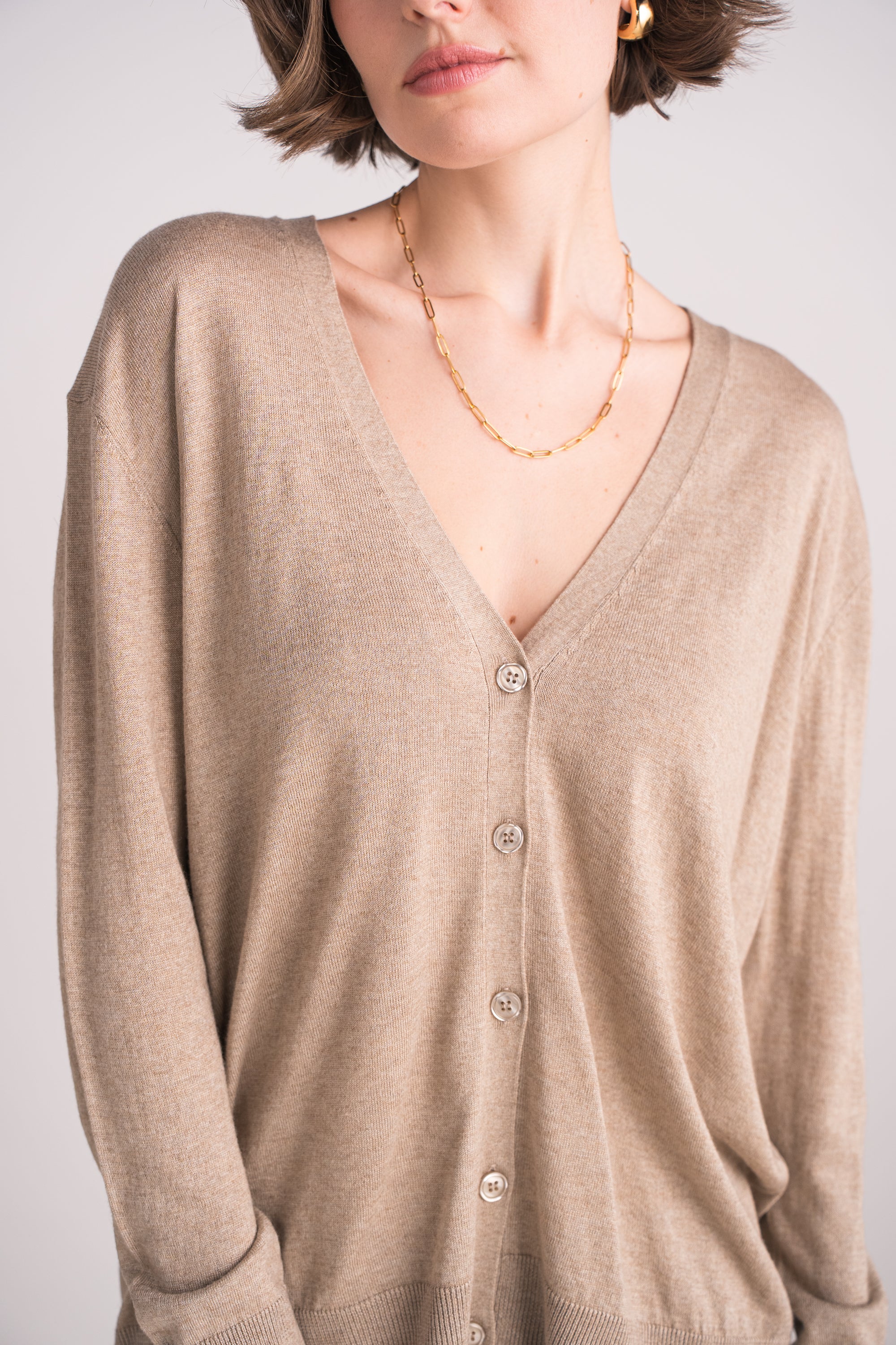 Cardigan oversize en soie et cachemire