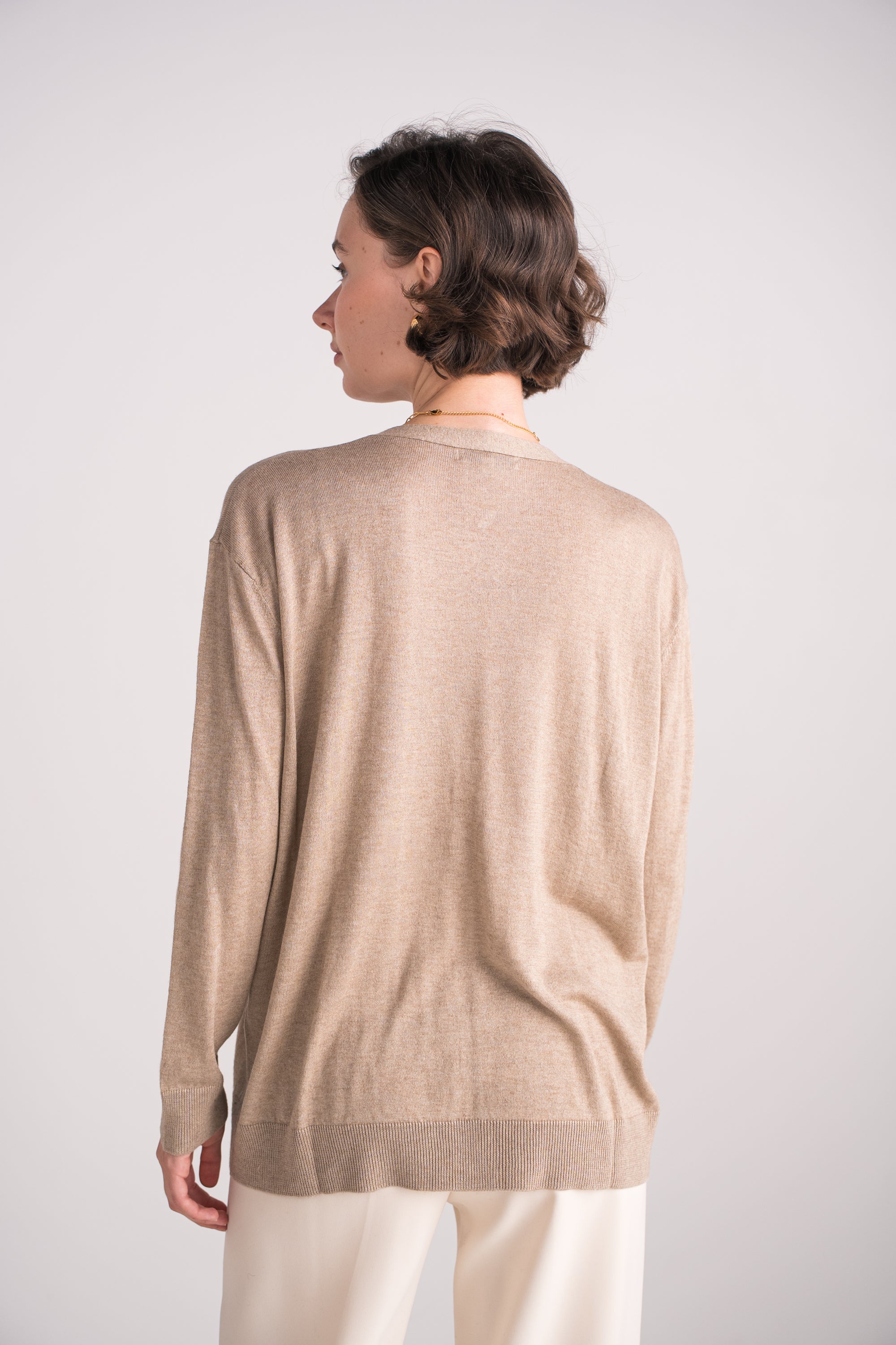 Cardigan oversize en soie et cachemire