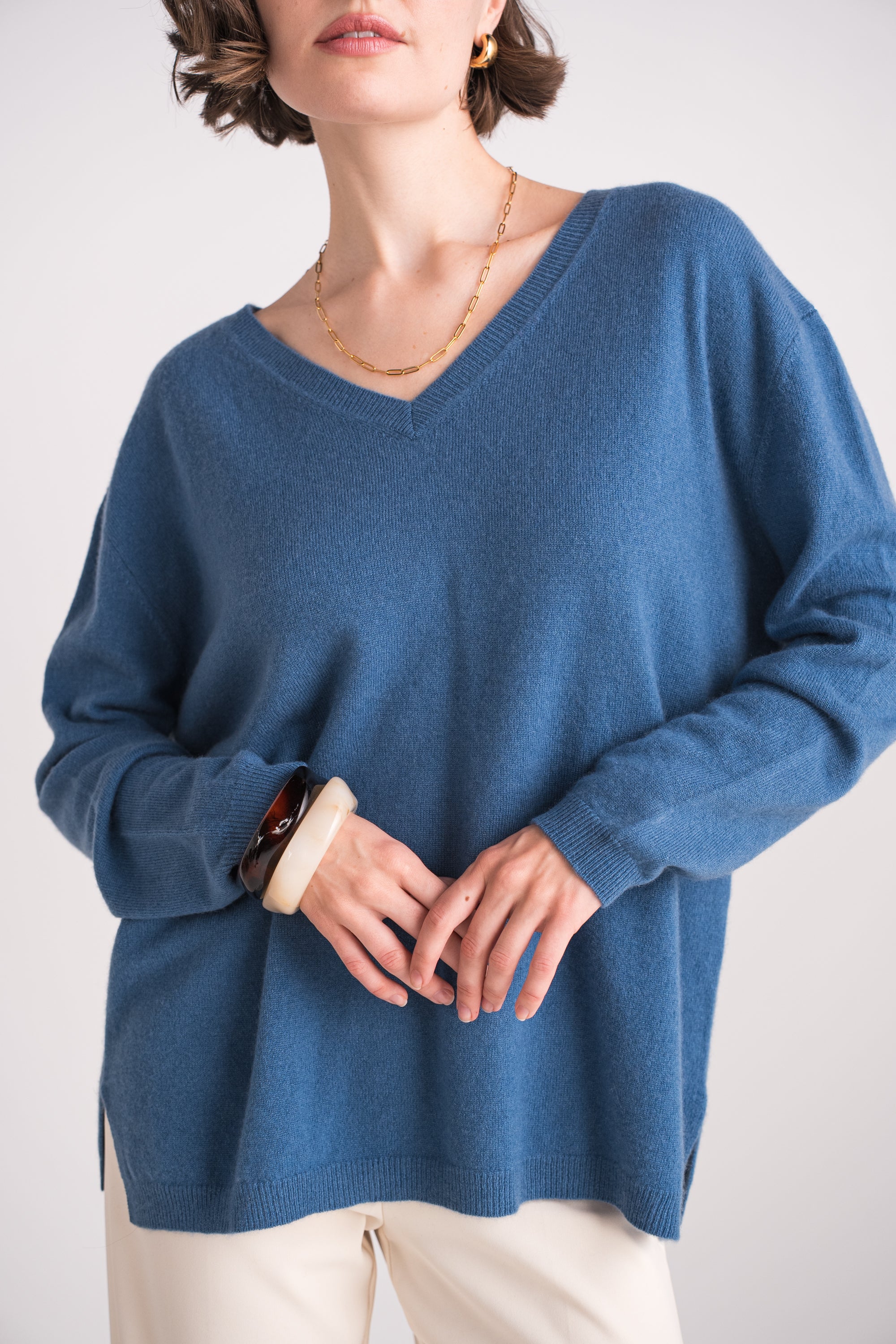Pull V oversize en cachemire