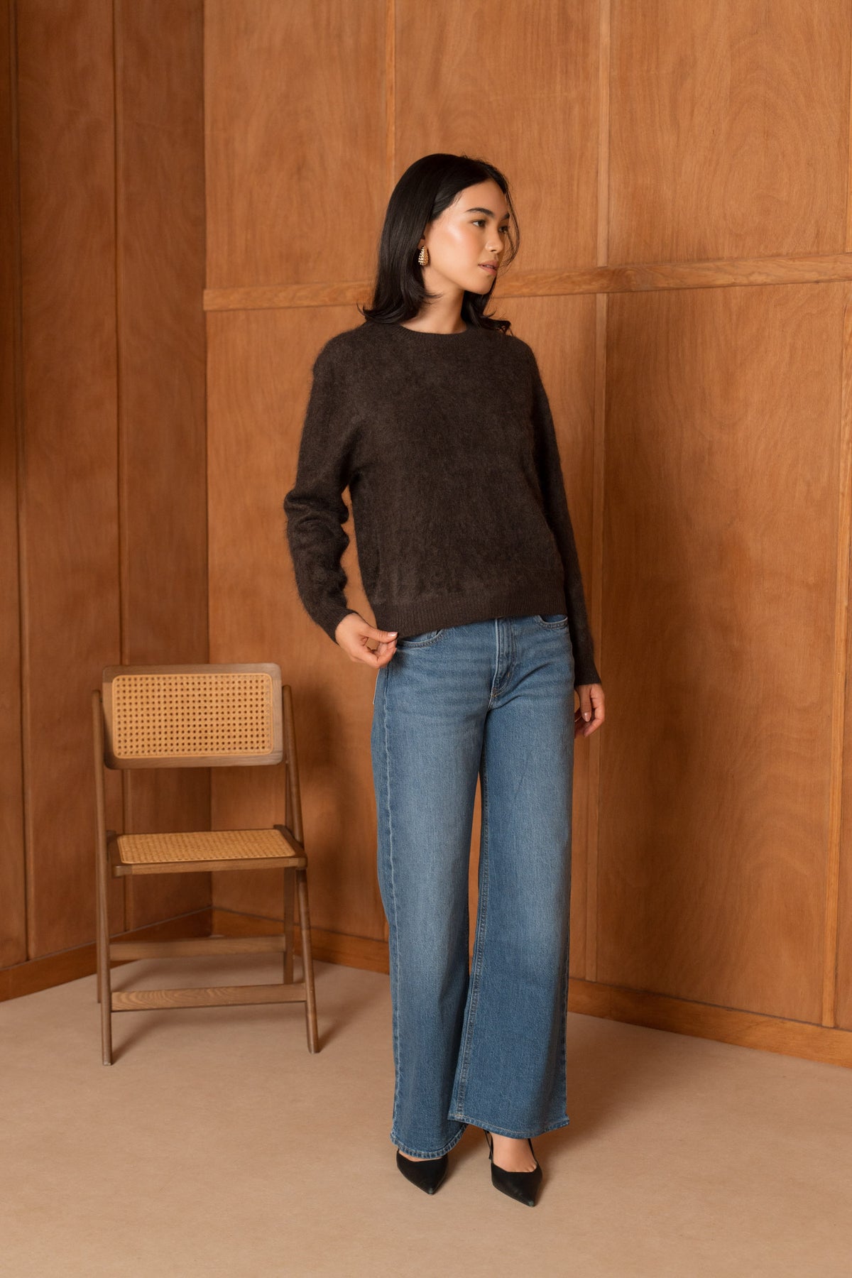 Pull 100% cachemire brossé col rond