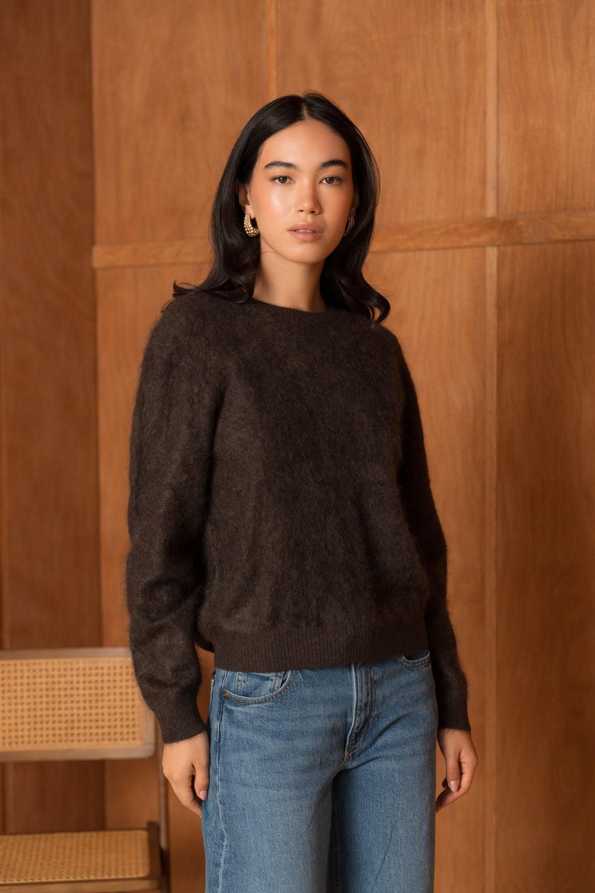 Pull 100% cachemire brossé col rond