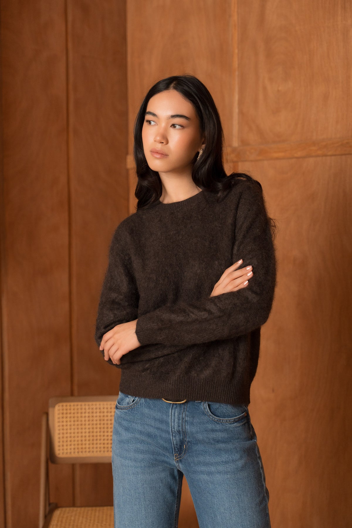 Pull 100% cachemire brossé col rond