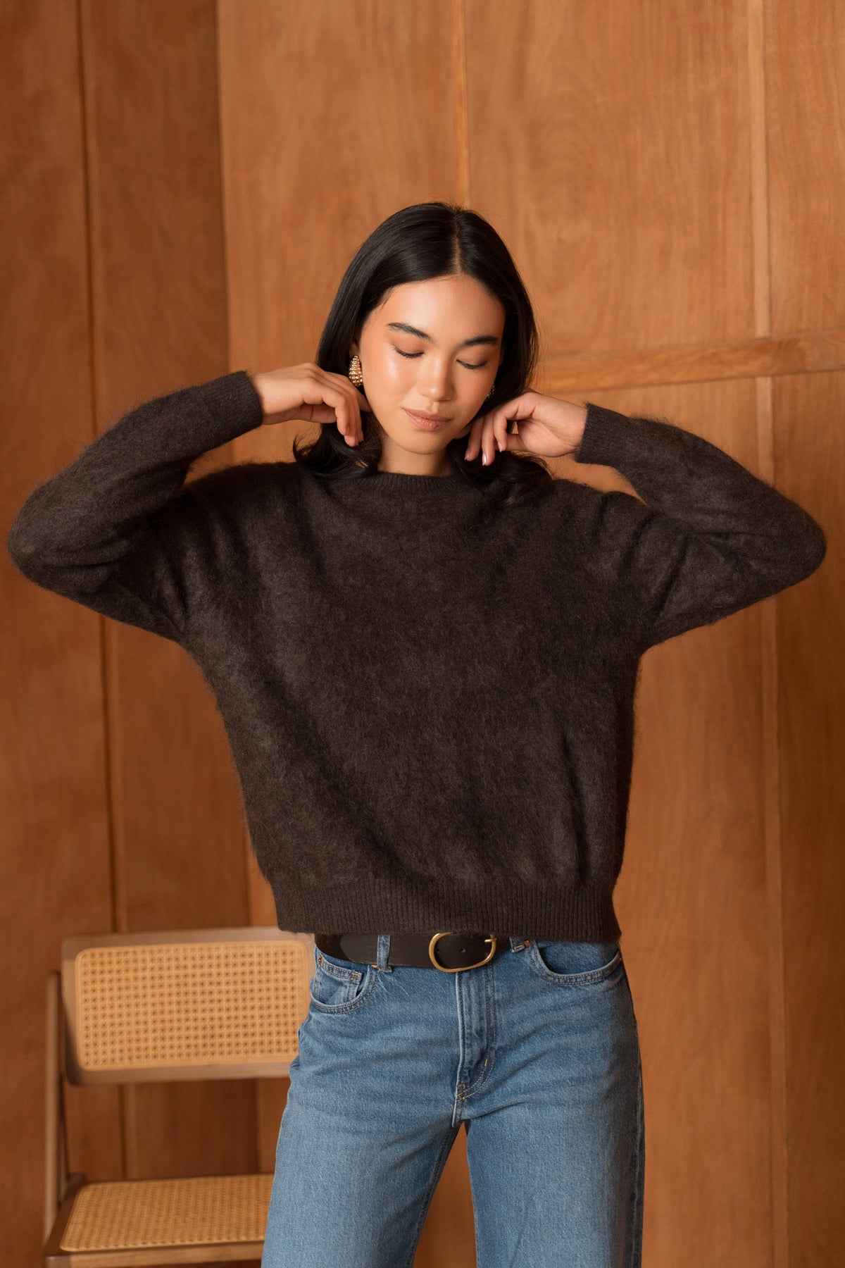 Pull 100% cachemire brossé col rond