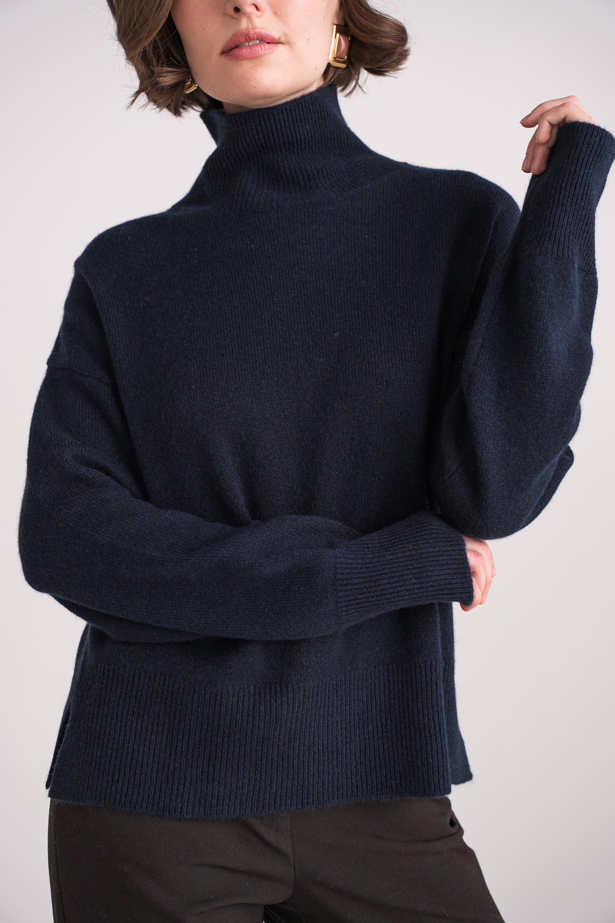 Pull 100% cachemire 4 fils col cheminée