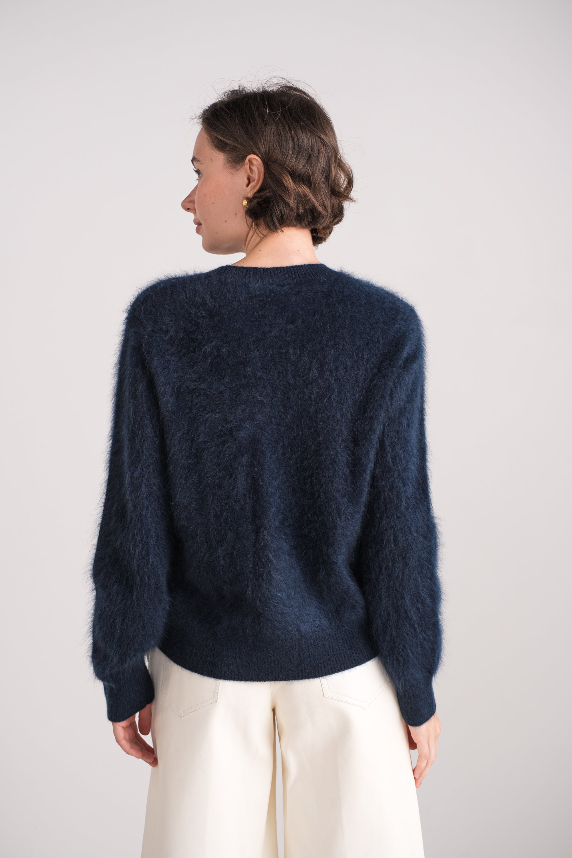 Pull col rond en cachemire brossé