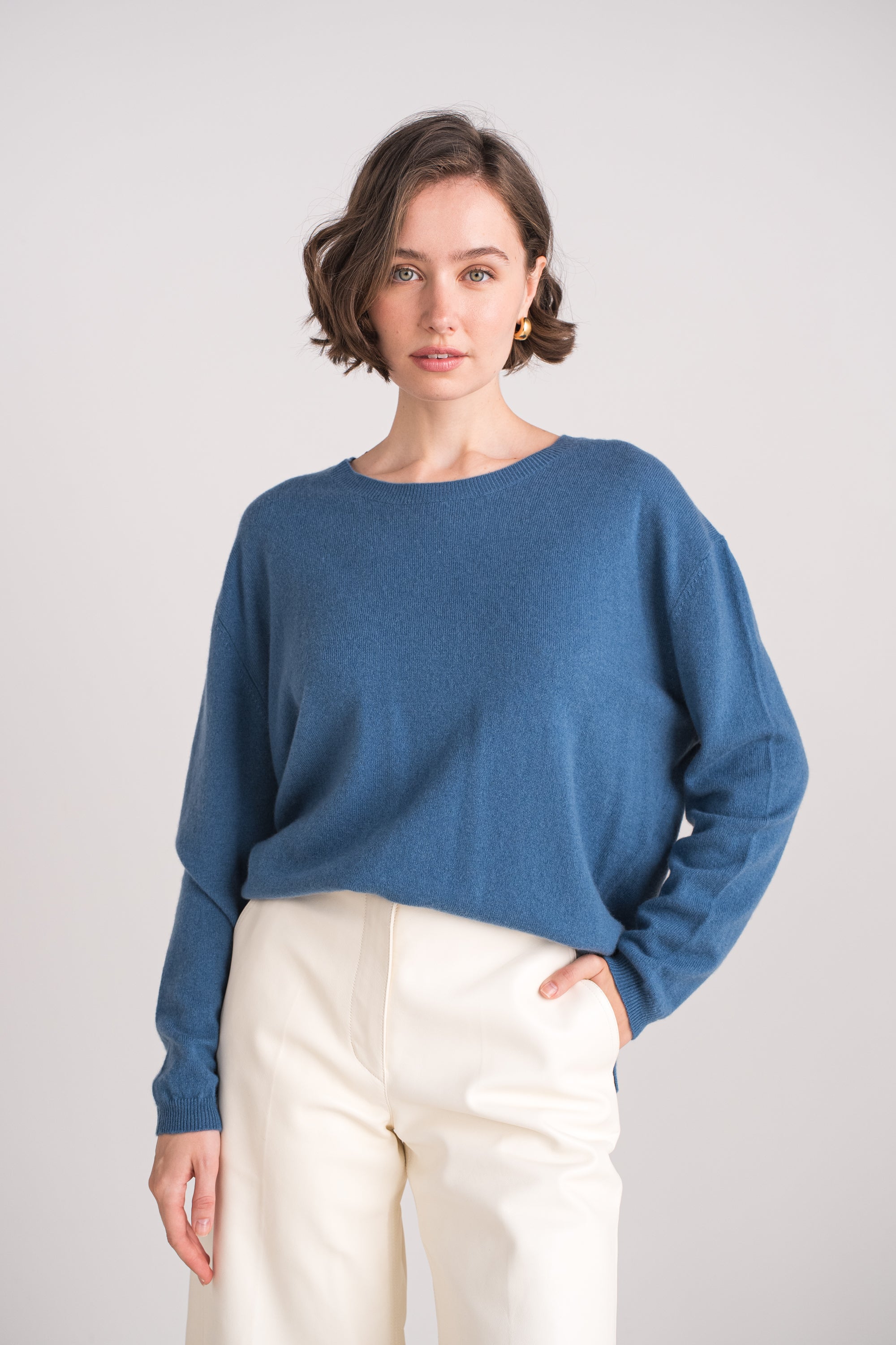 Pull col rond oversize en cachemire