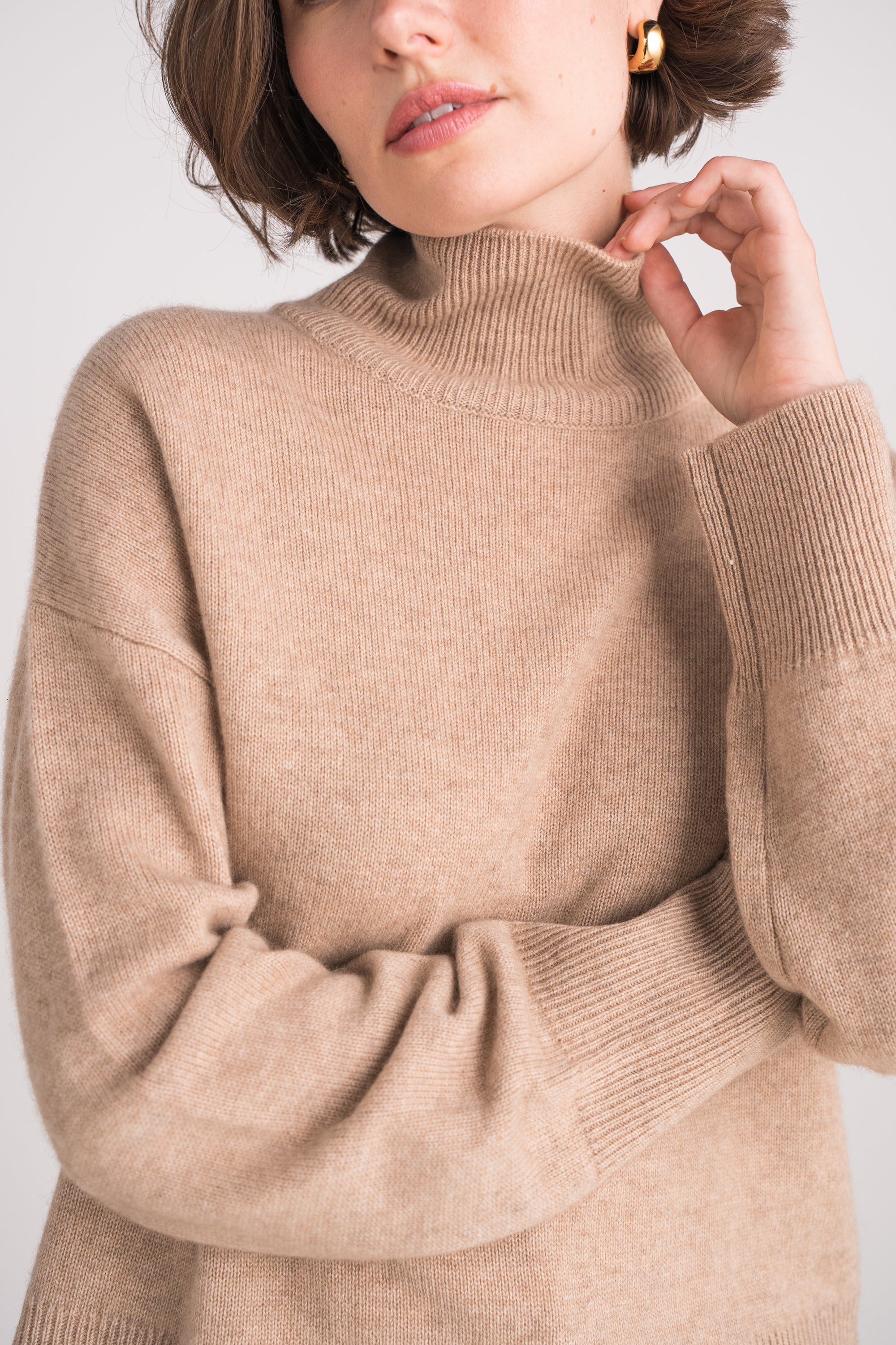 Pull 100% cachemire 4 fils col cheminée