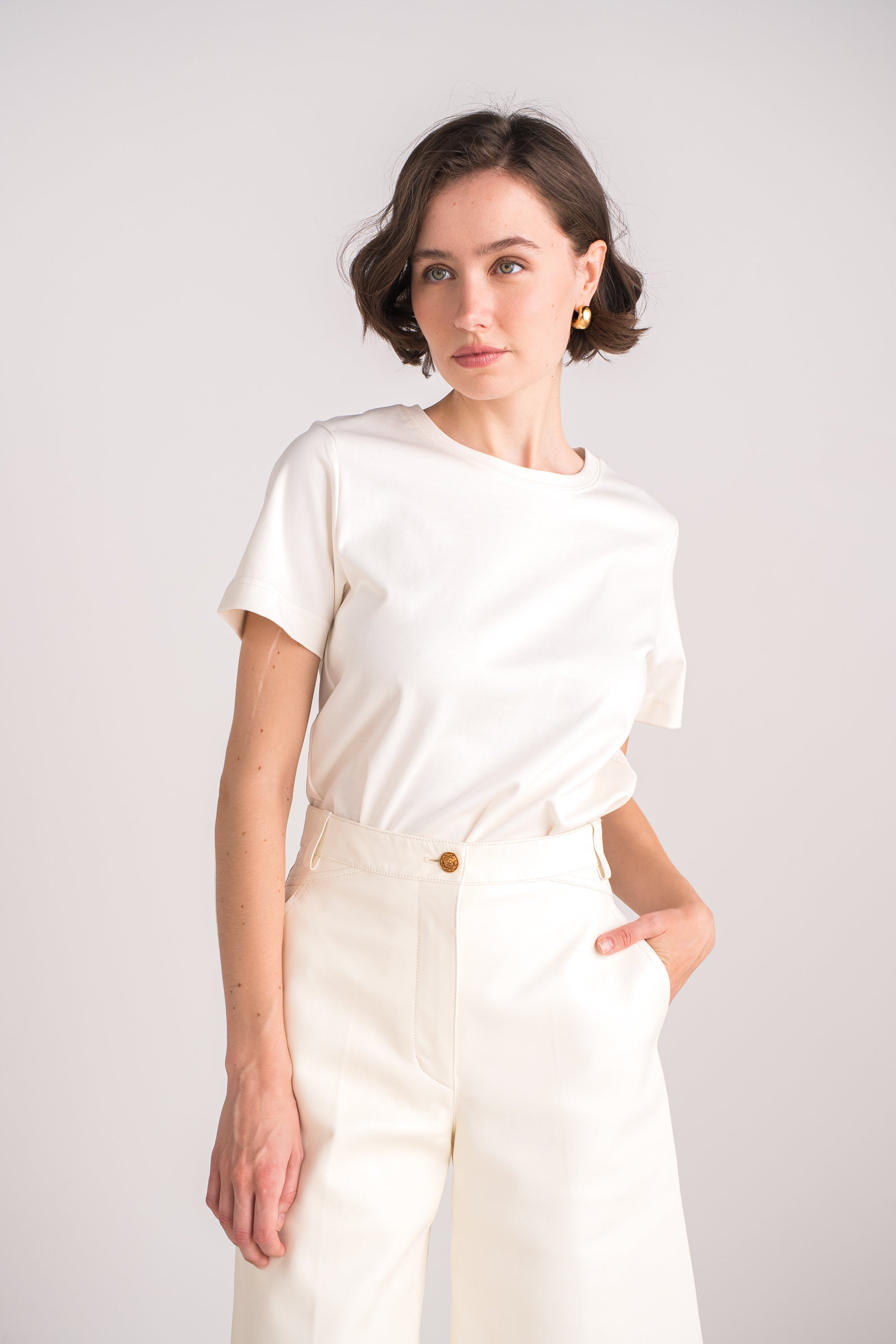 T-shirt col rond en COTON PREMIUM manches courtes