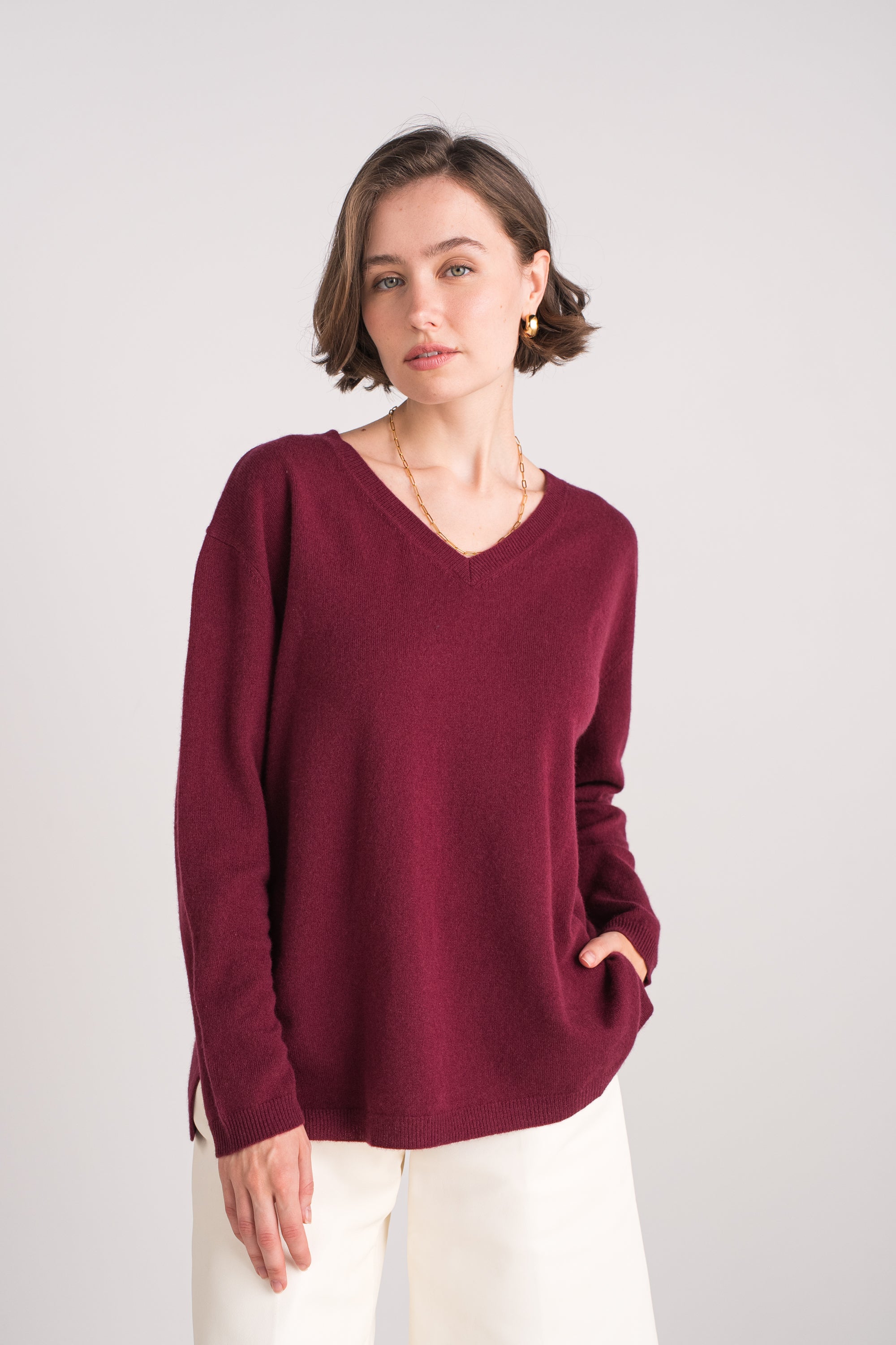 Pull V oversize en cachemire