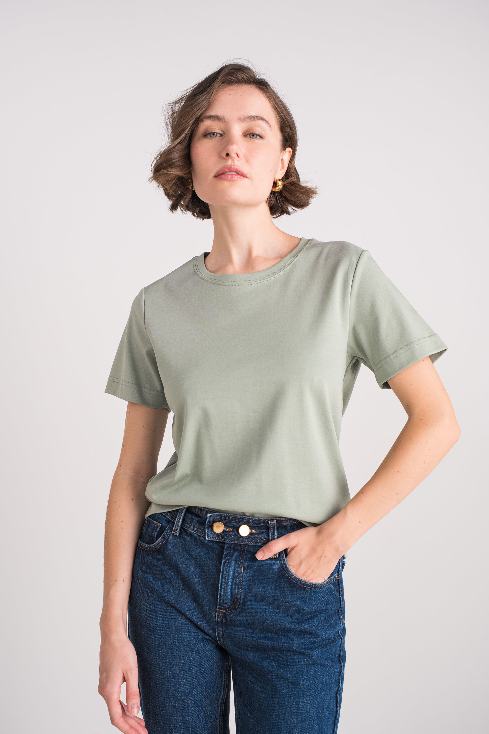 T-shirt col rond 100% coton premium manches courtes
