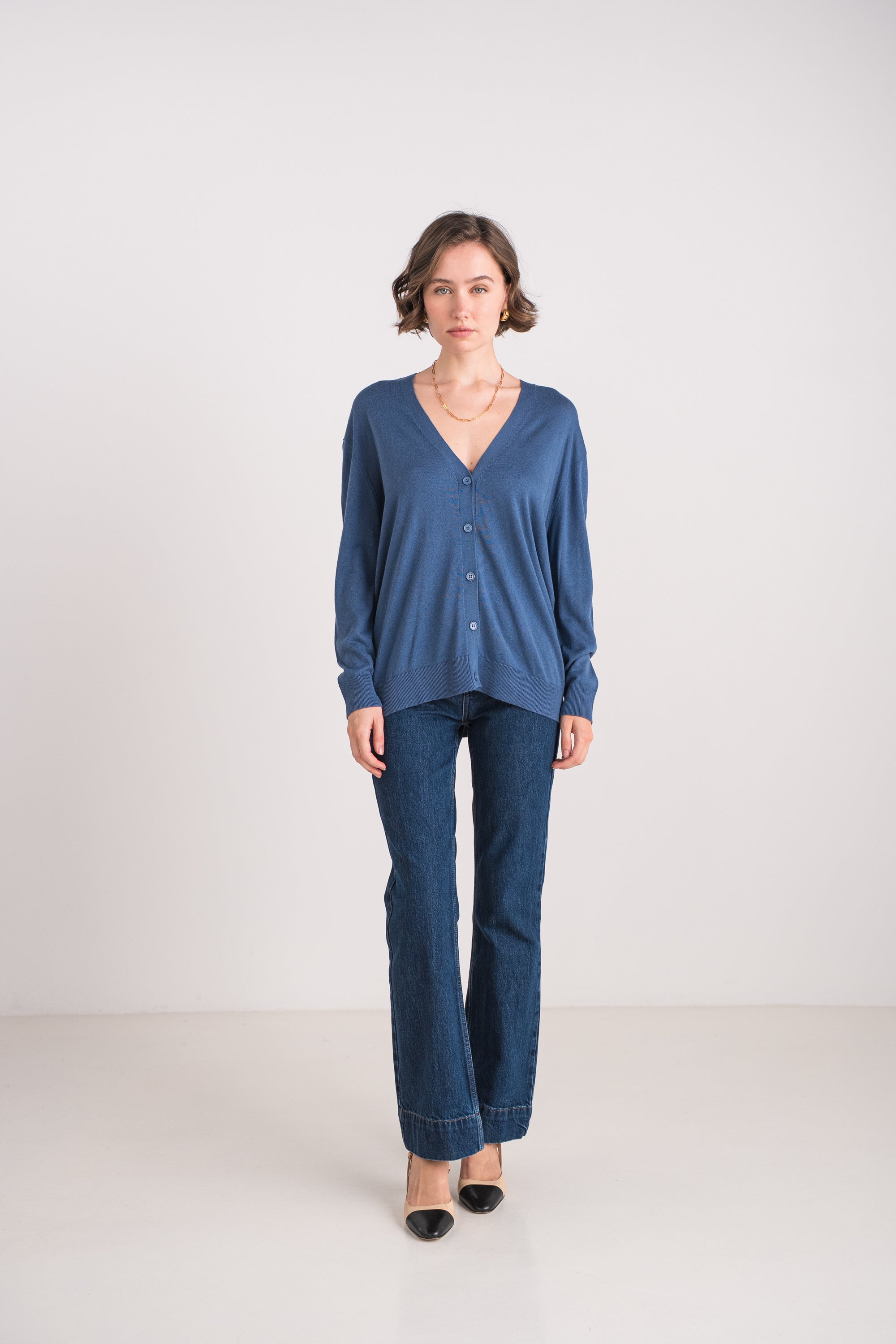 Cardigan oversize en soie et cachemire