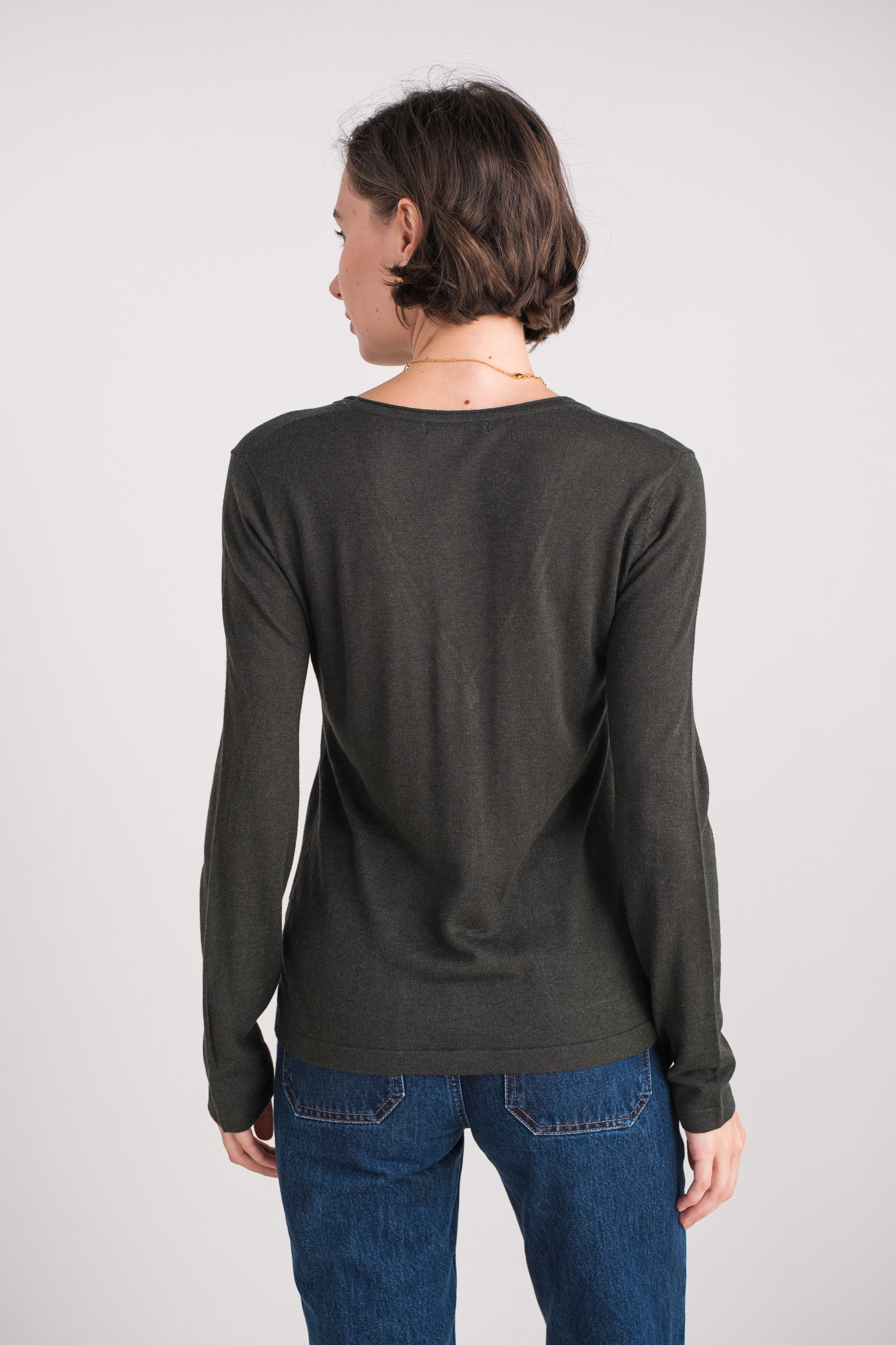 Gilet col V en soie et cachemire