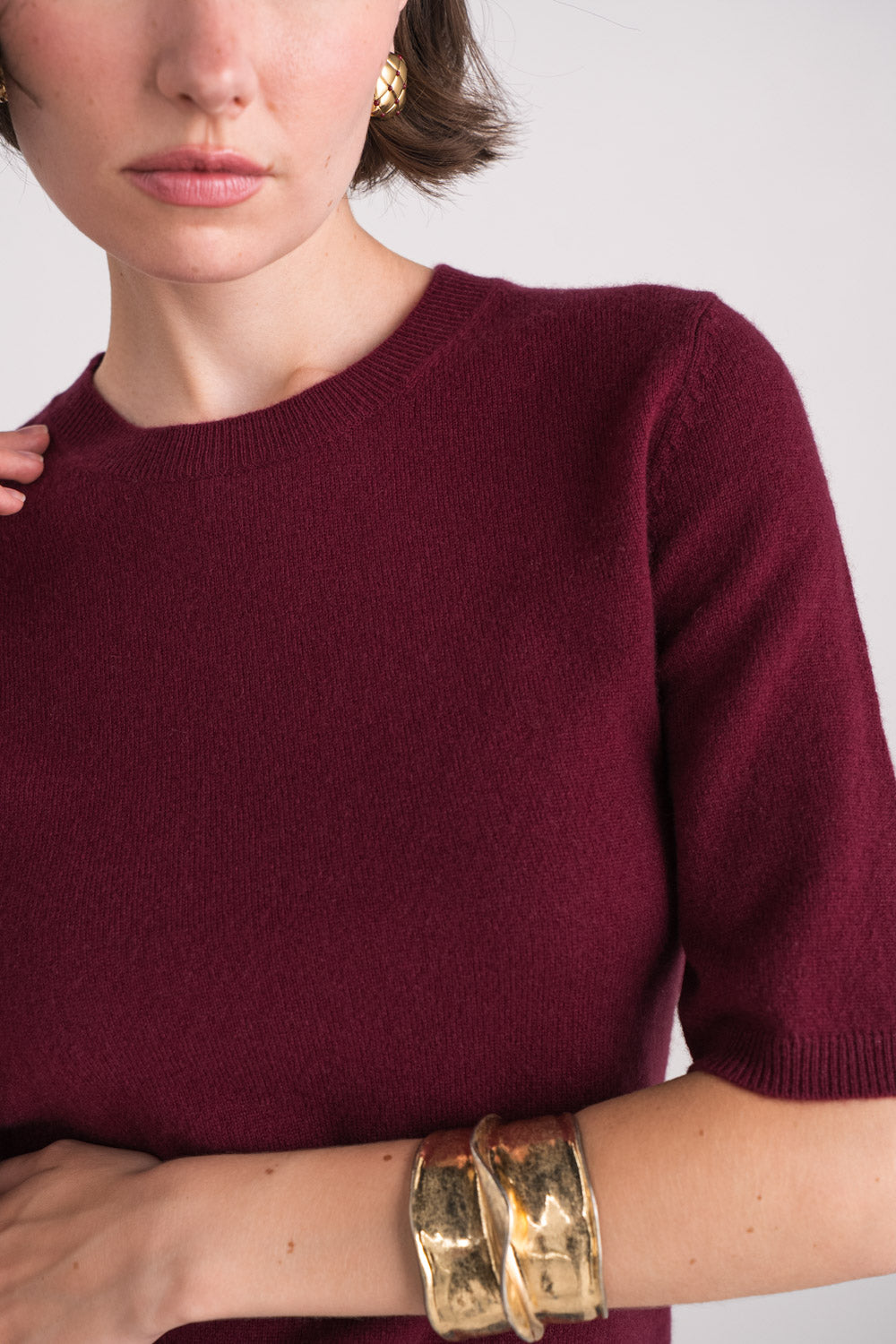 Pull 100% cachemire col rond manches aux coudes