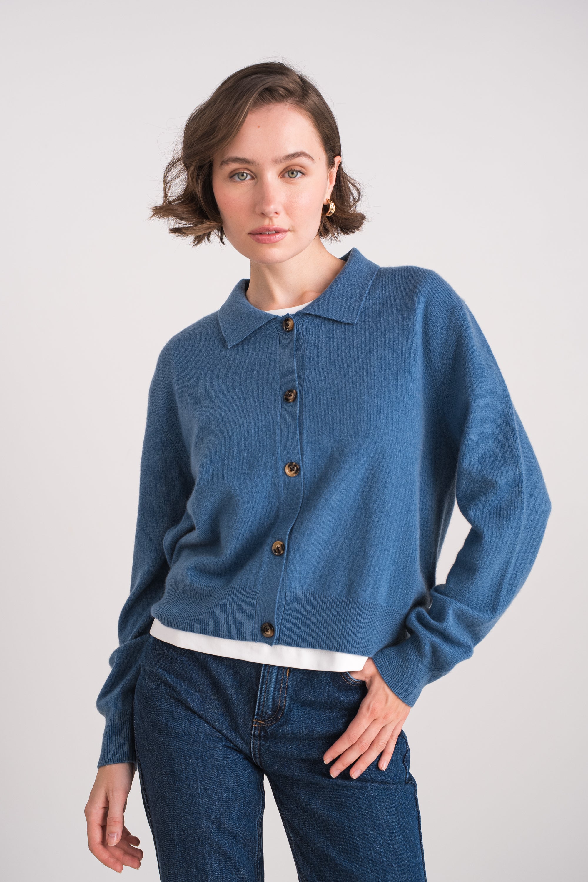 Gilet col polo en cachemire