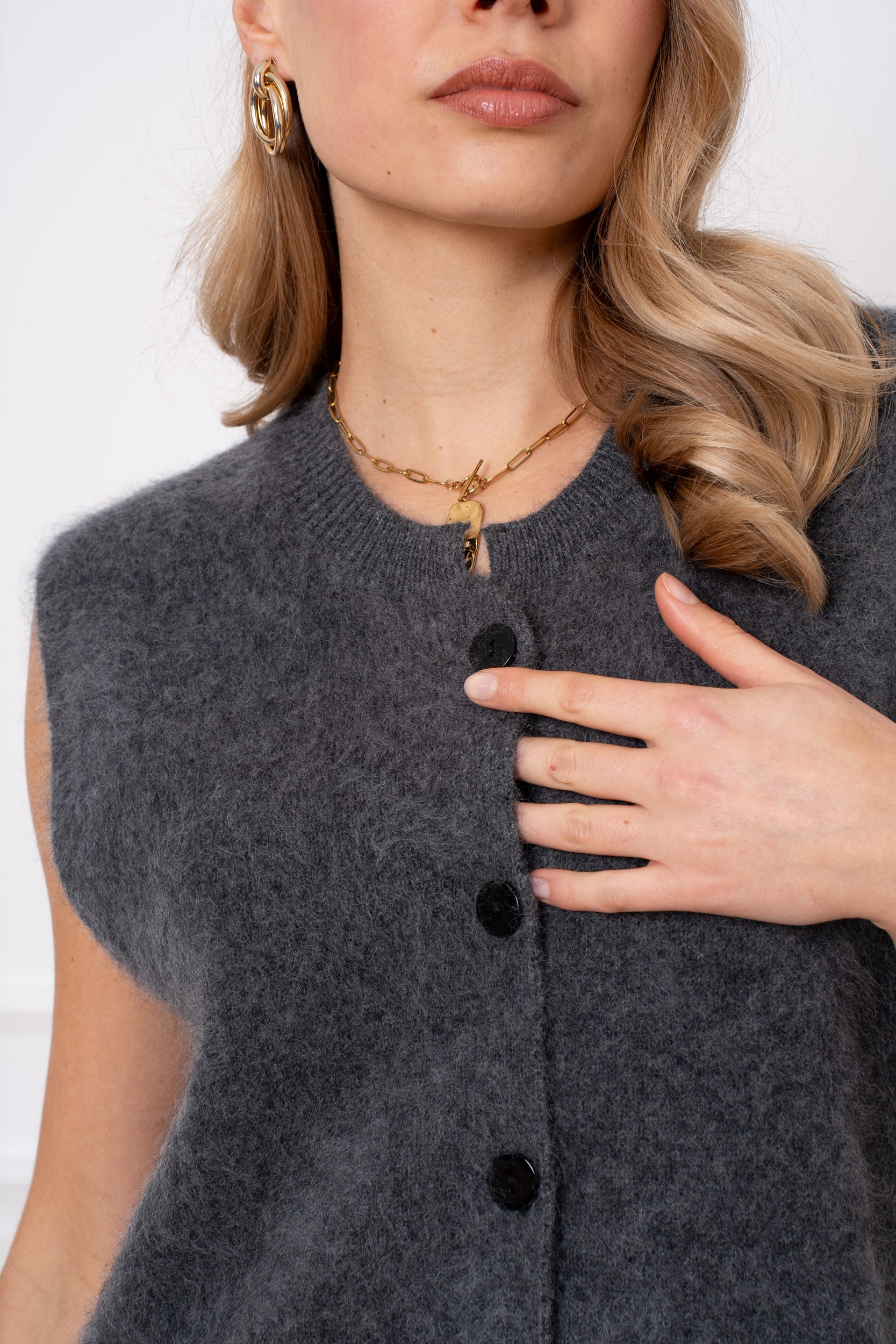 Gilet laine & cachemire brossé sans manche