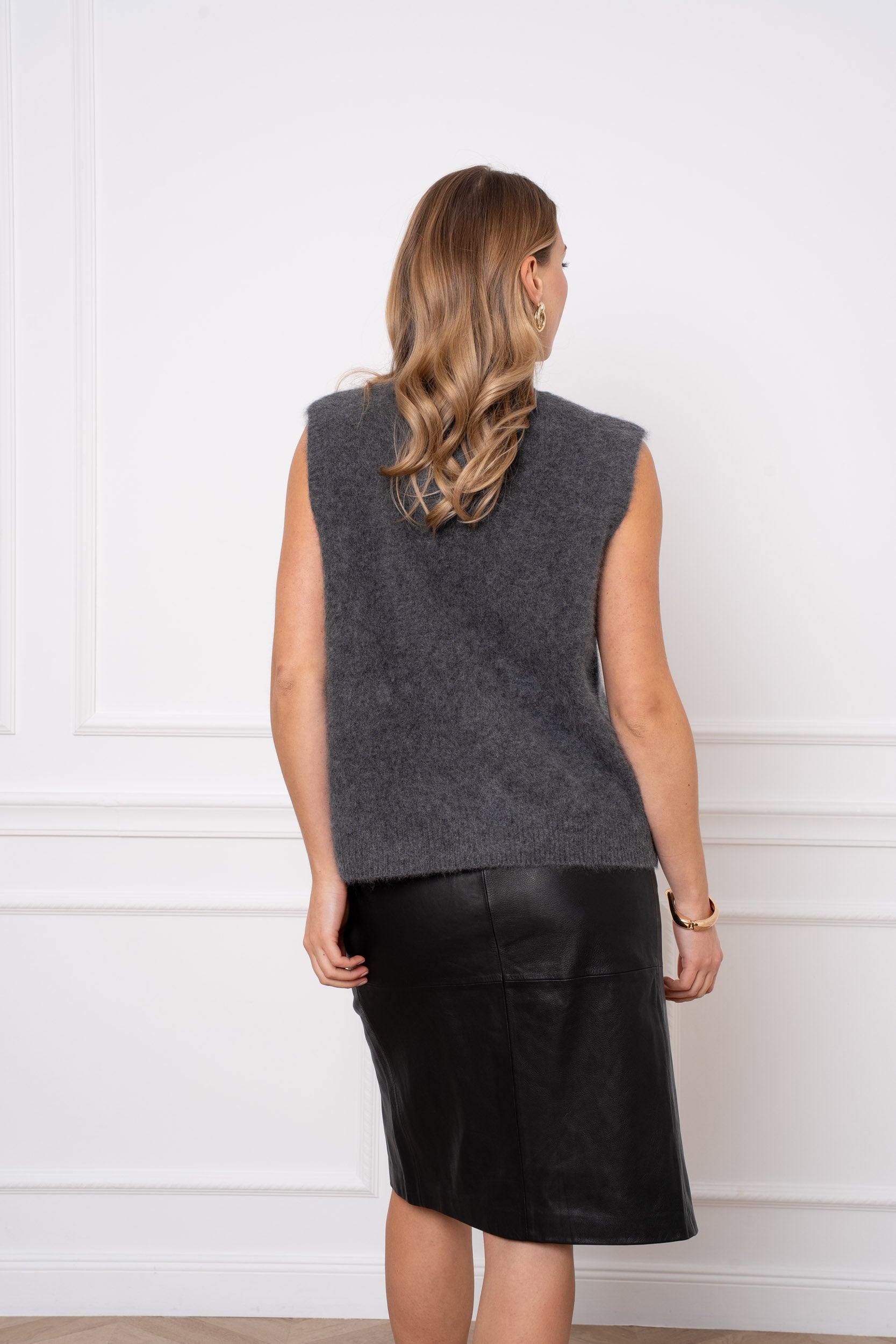 Gilet laine & cachemire brossé sans manche