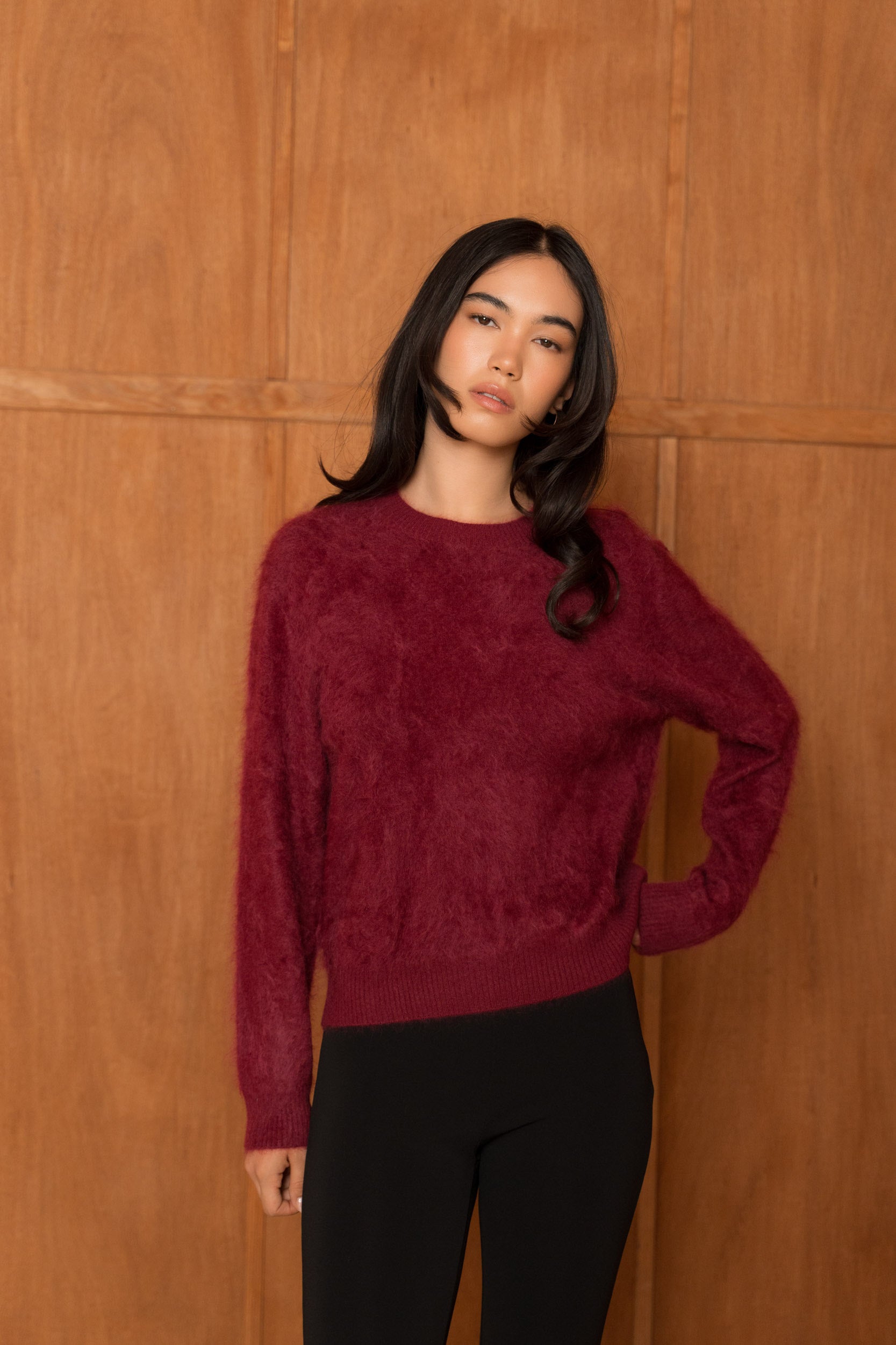 Pull 100% cachemire brossé col rond