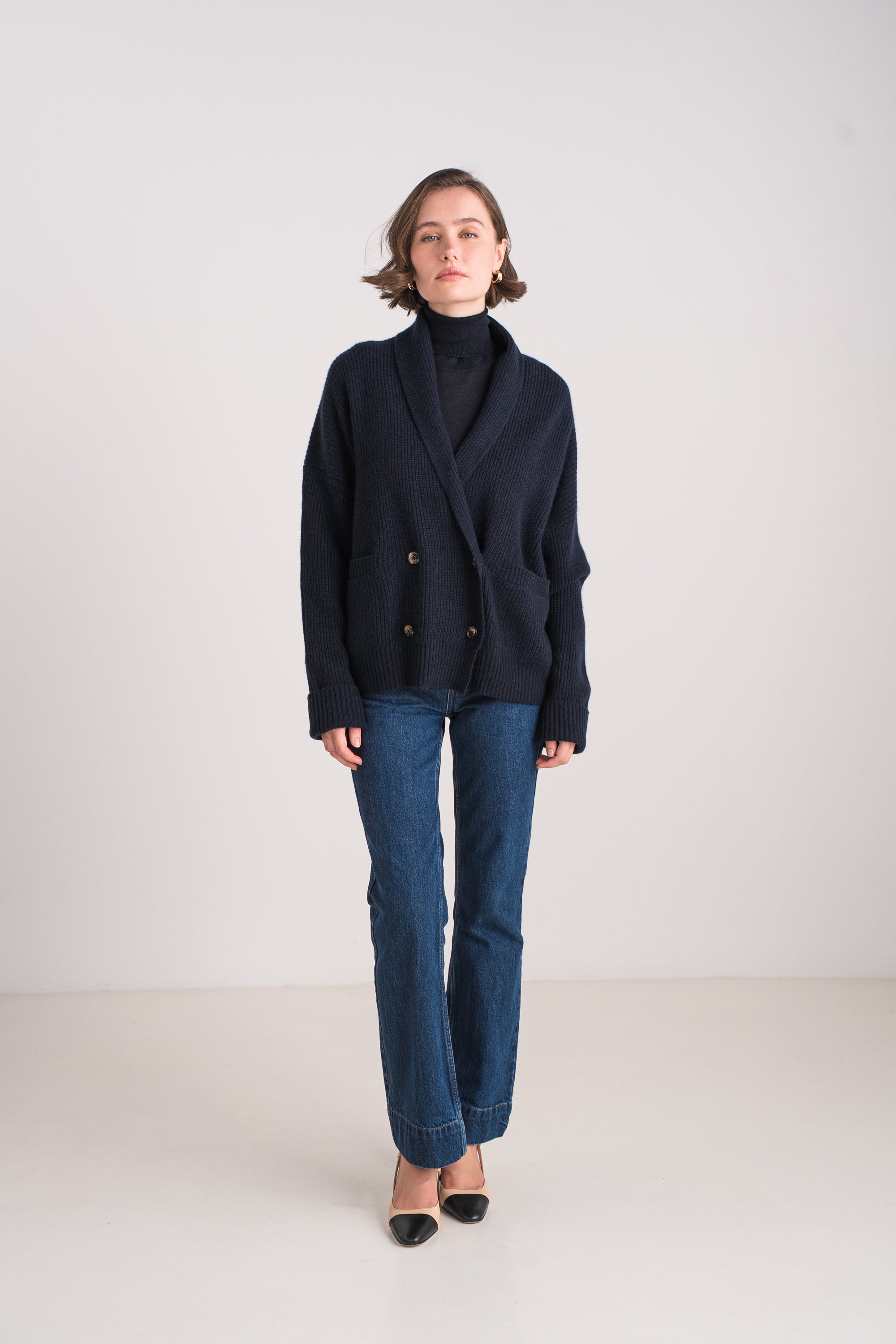 Gilet châle en cachemire 4 fils