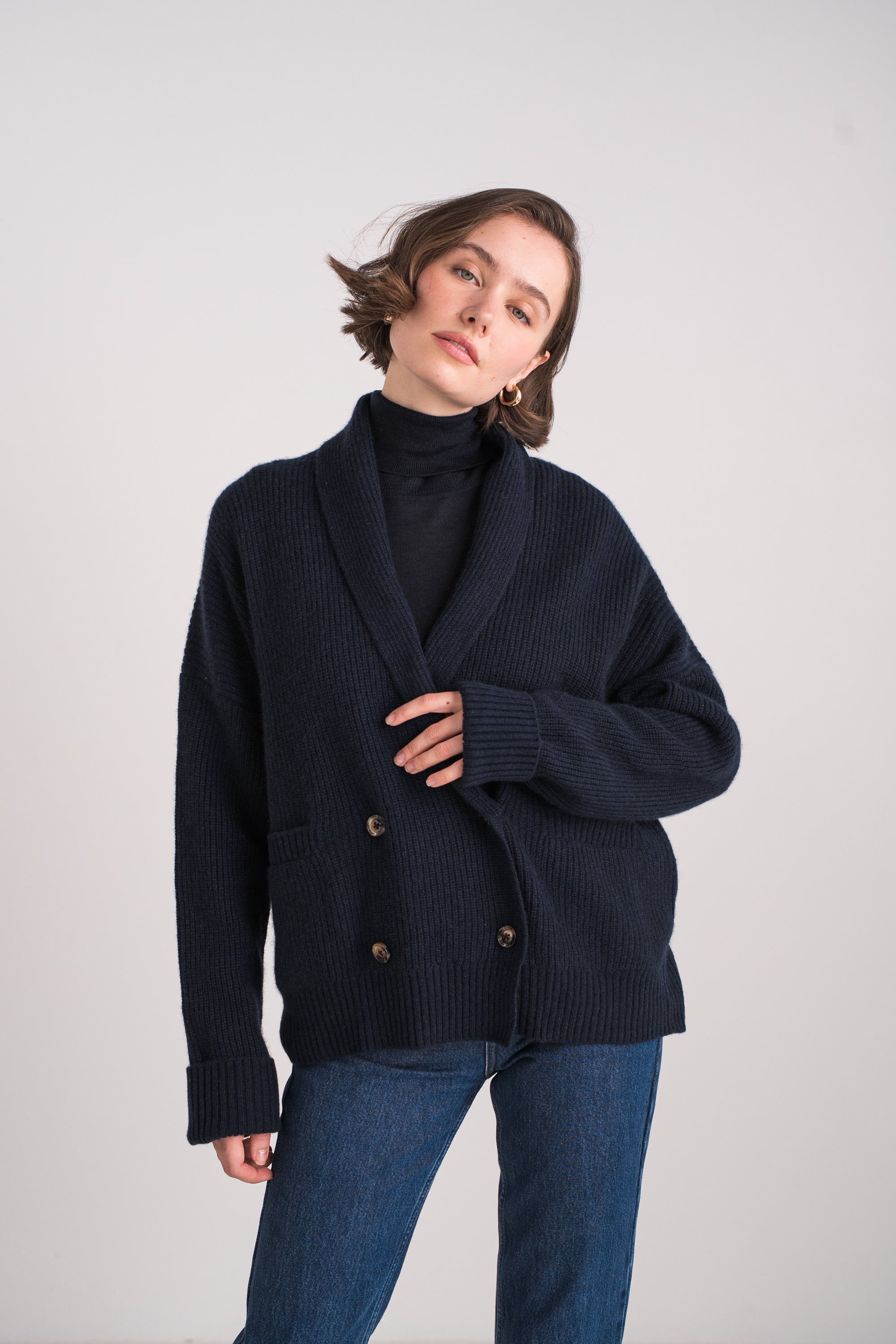 Gilet châle en cachemire 4 fils