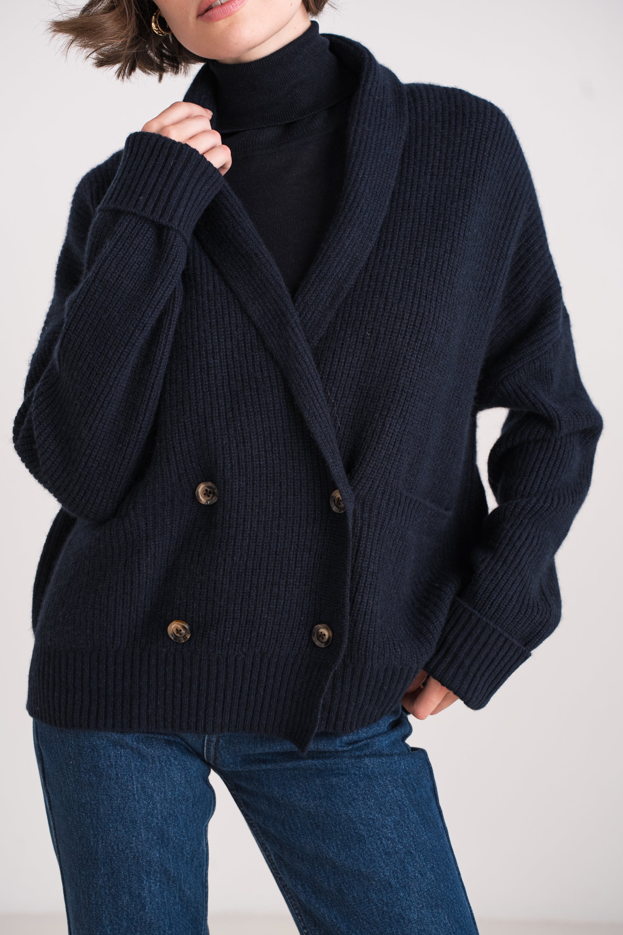 Gilet châle en cachemire 4 fils