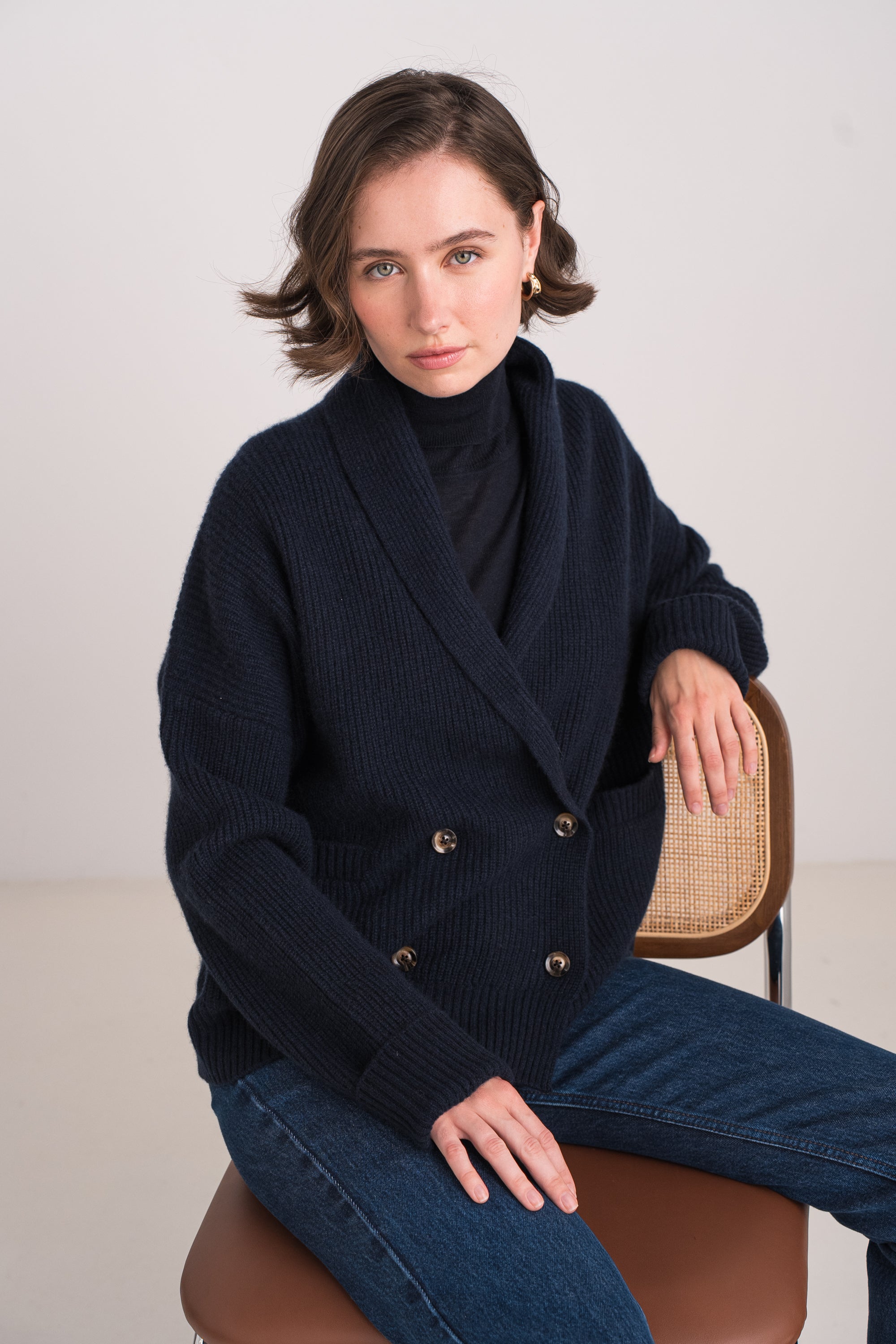 Gilet châle en cachemire 4 fils