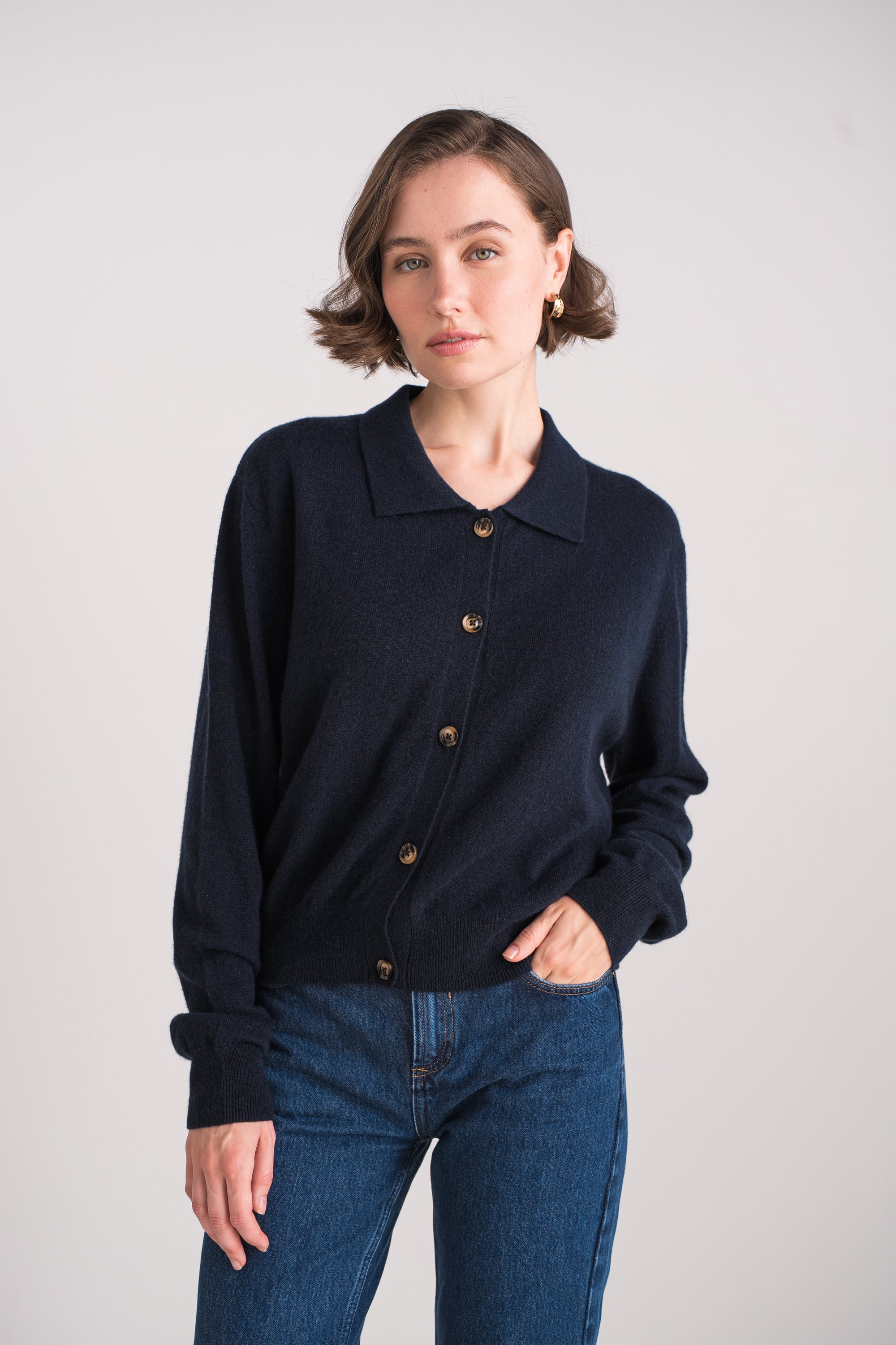 Gilet col polo en cachemire