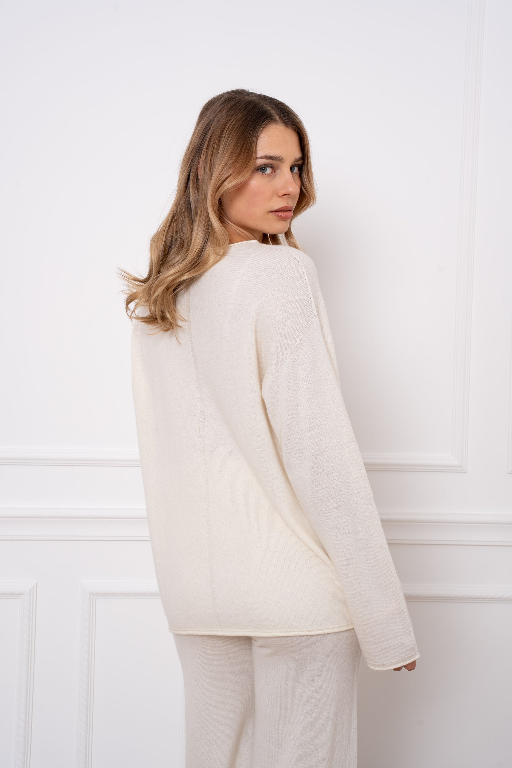 Pull laine & cachemire col rond oversize
