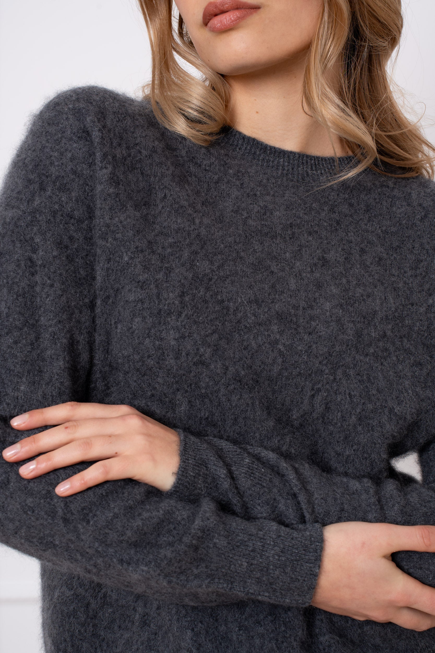 Pull laine & cachemire brossé col rond