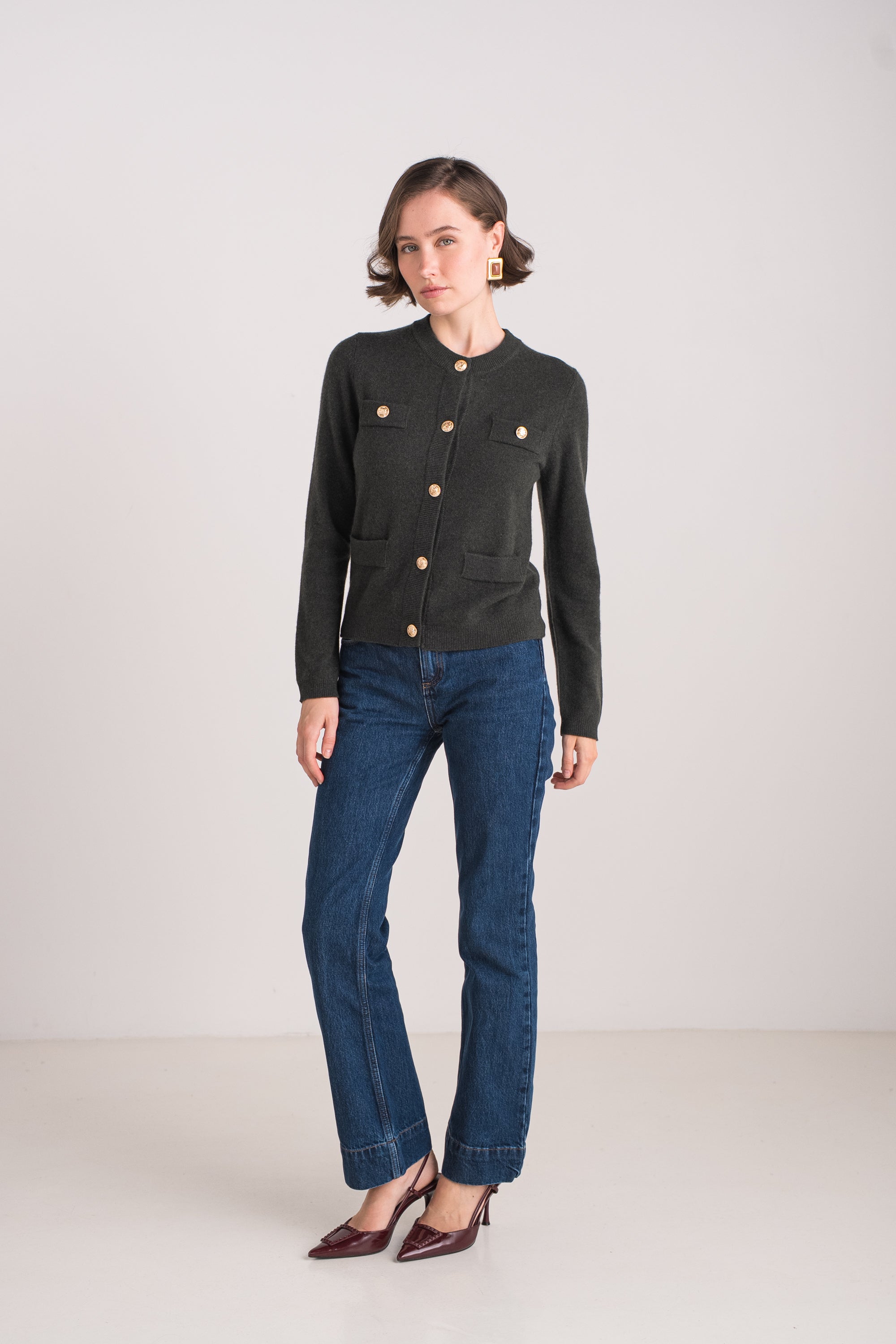 Cardigan boutons dorés en cachemire